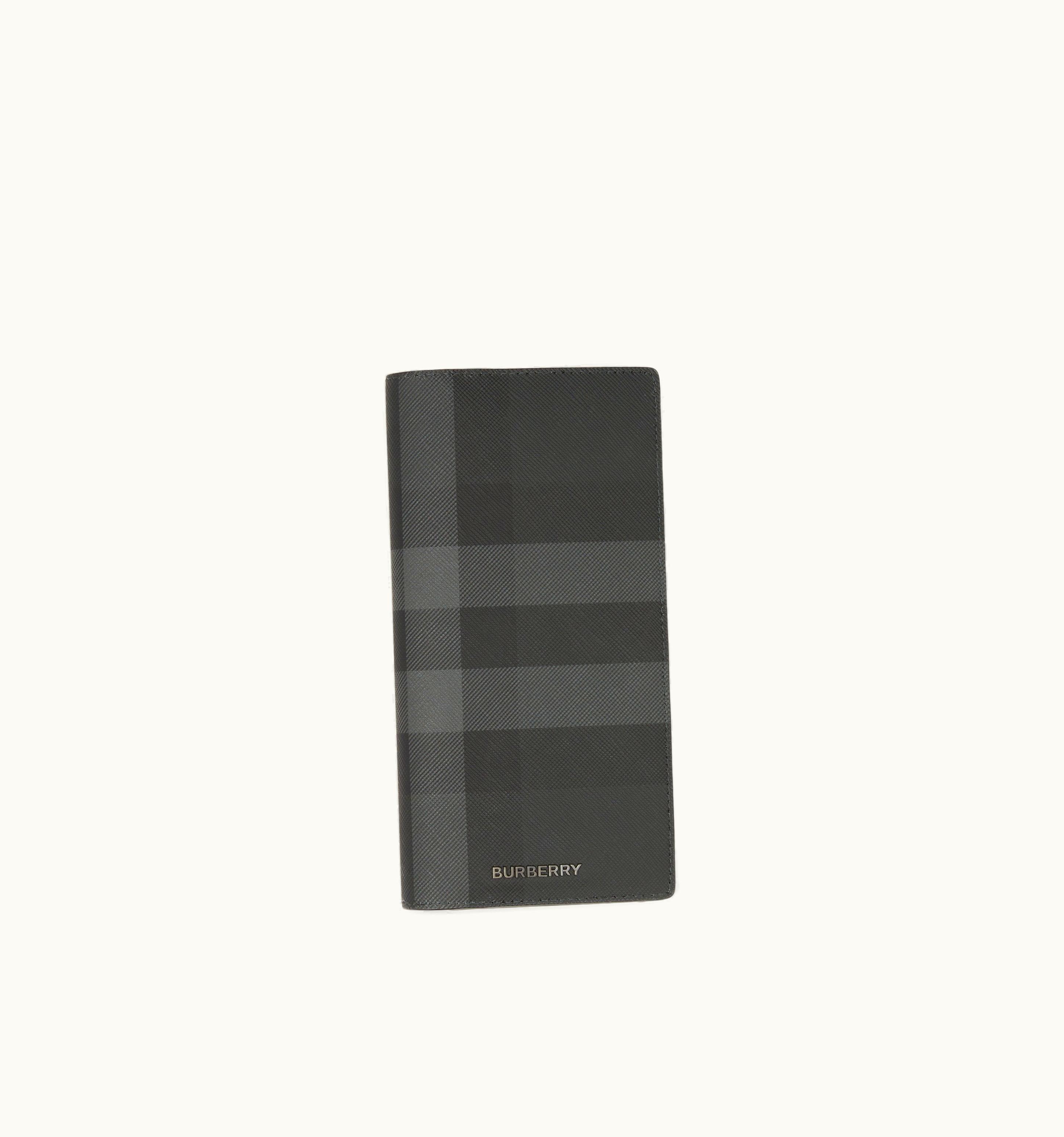 Burberry Burberry Charcoal Check And Leather Continental Wallet - Men