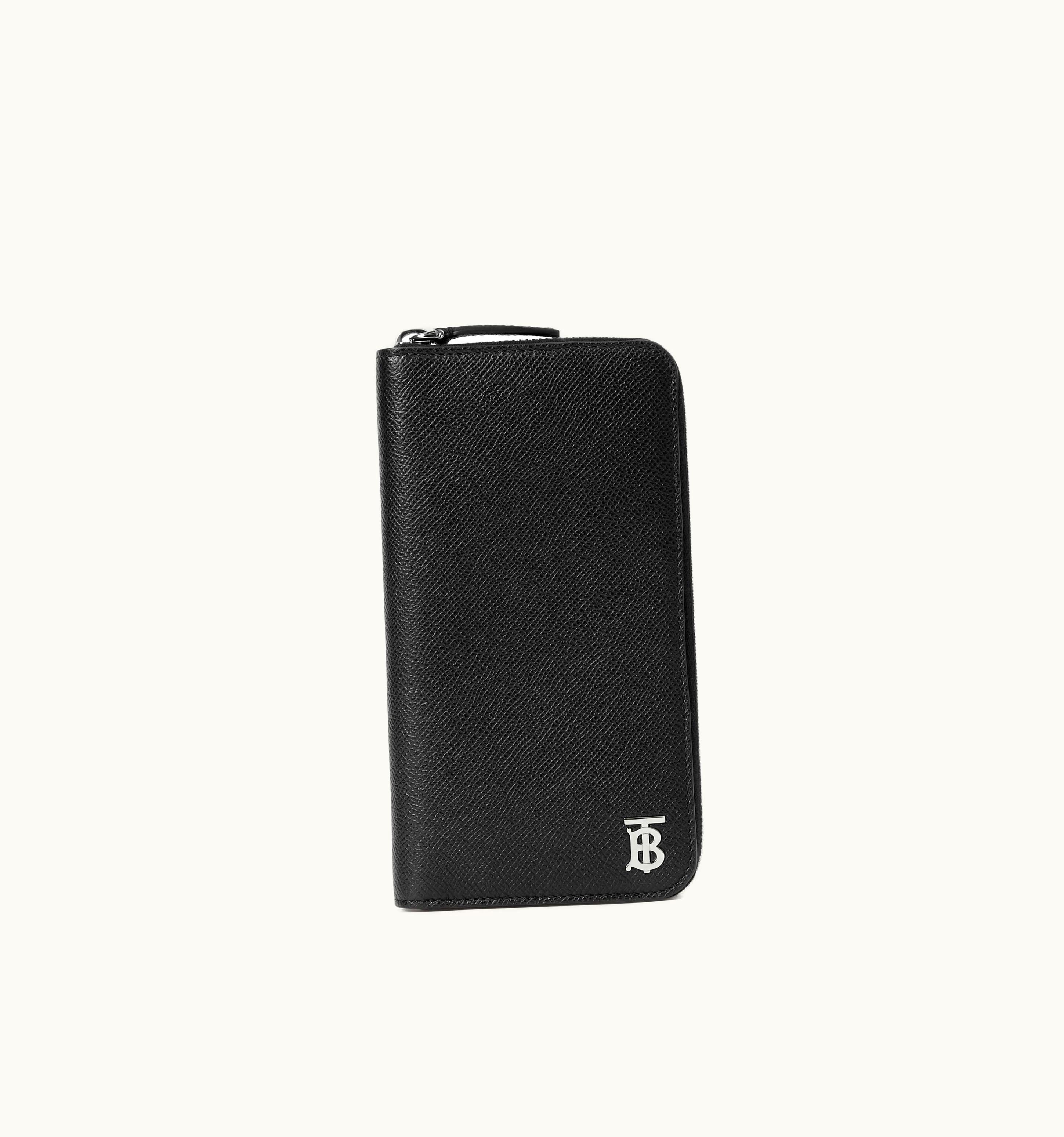 Burberry Burberry Grainy Leather Tb Ziparound Wallet In Black - Men