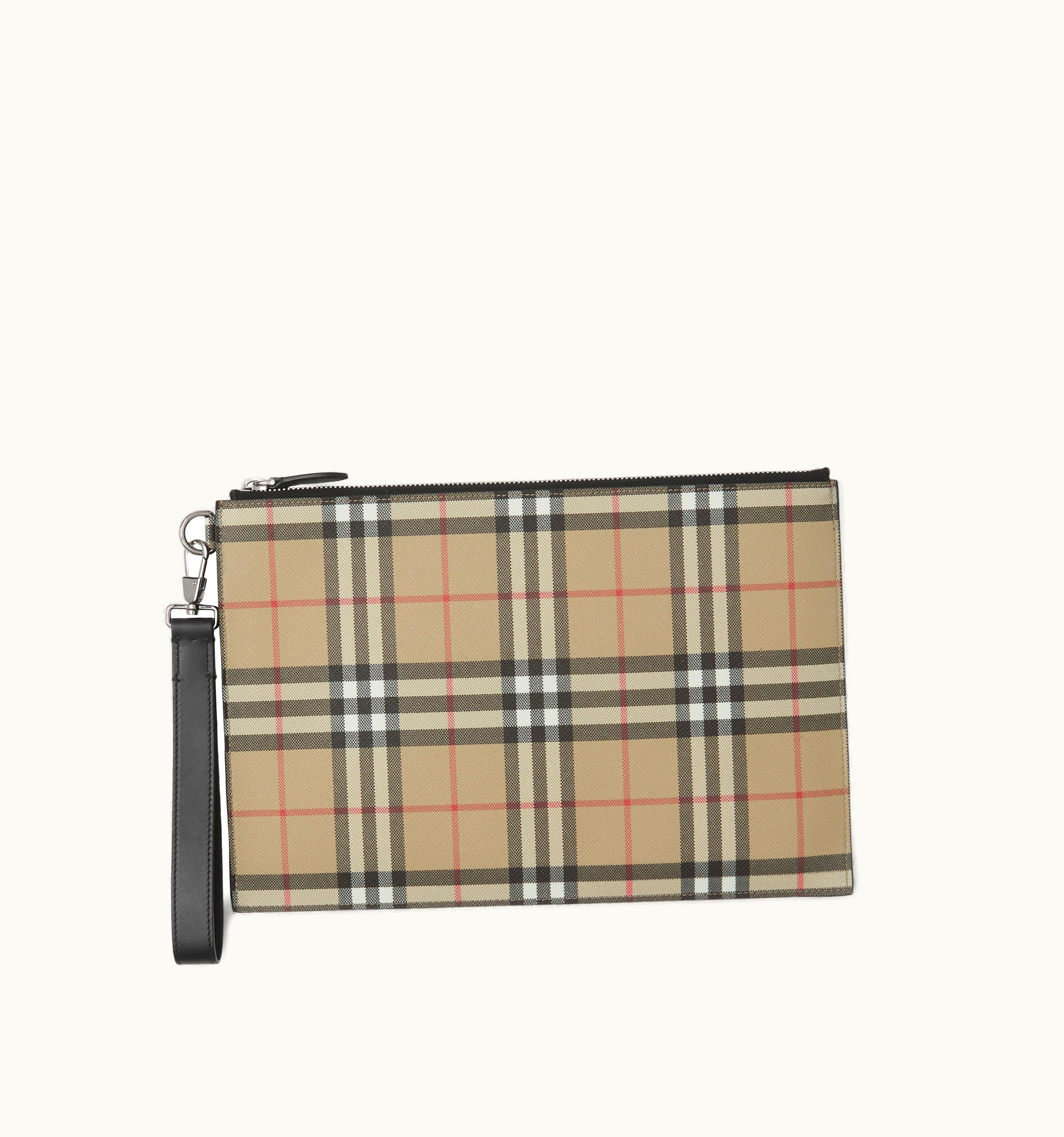 Burberry Burberry Vintage Check Zip Pouch In Archive Beige - Men