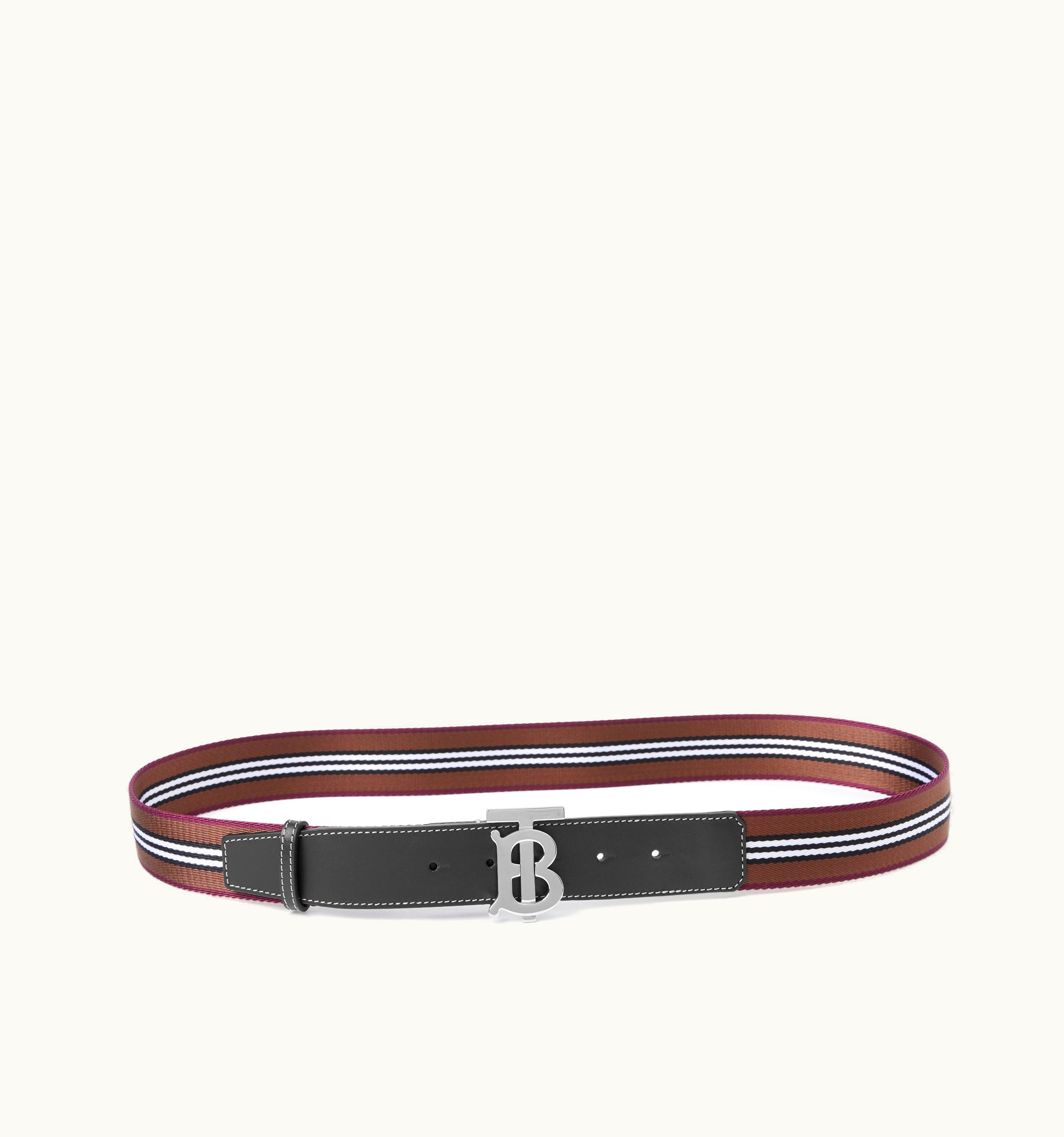 Burberry Burberry Icon Stripe Webbed Jacquard Tb Belt In Dark Birch Brown/Silver - Men