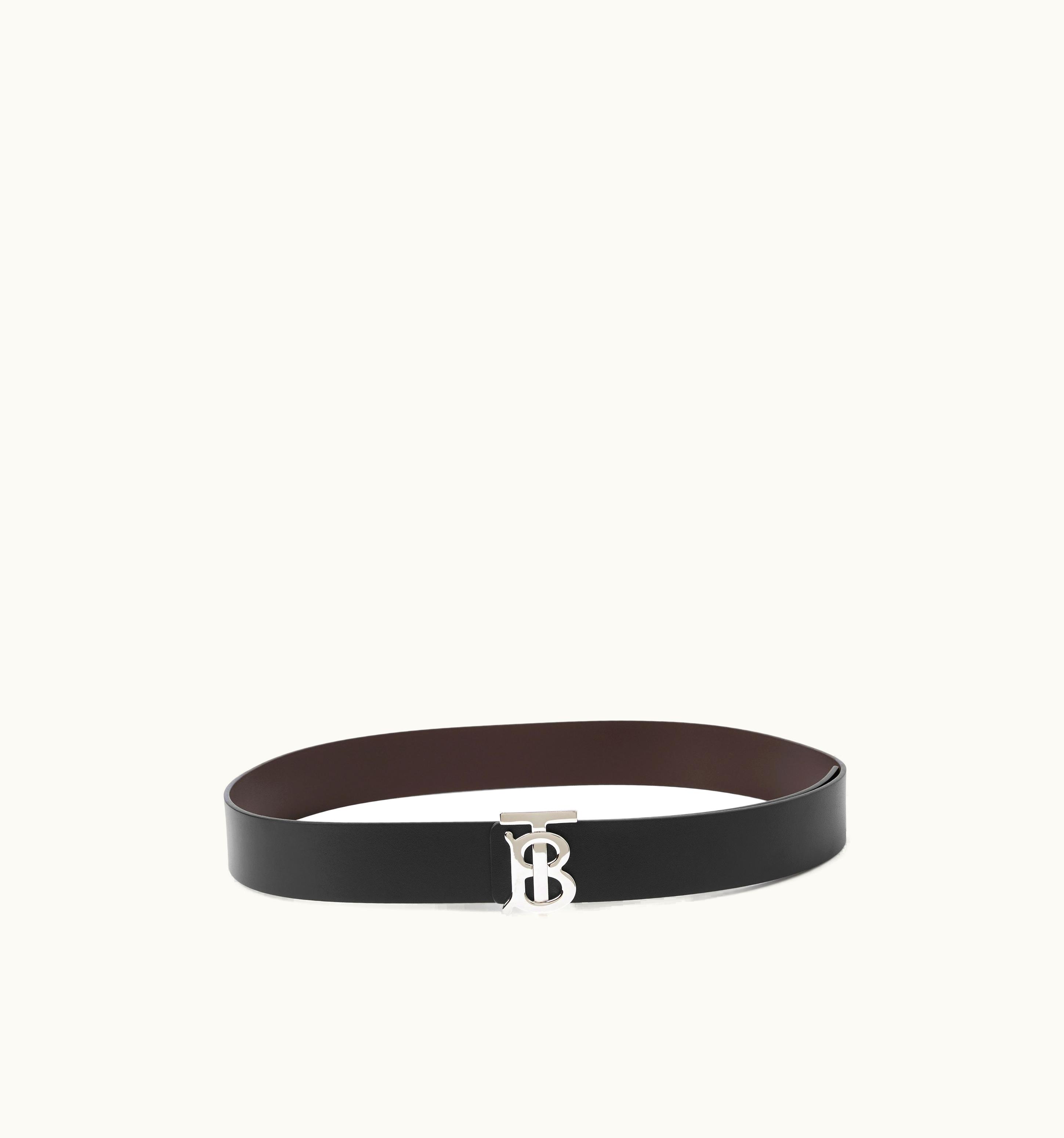 Burberry Burberry Leather Reversible Wide Tb Belt In Black/Malt Brown