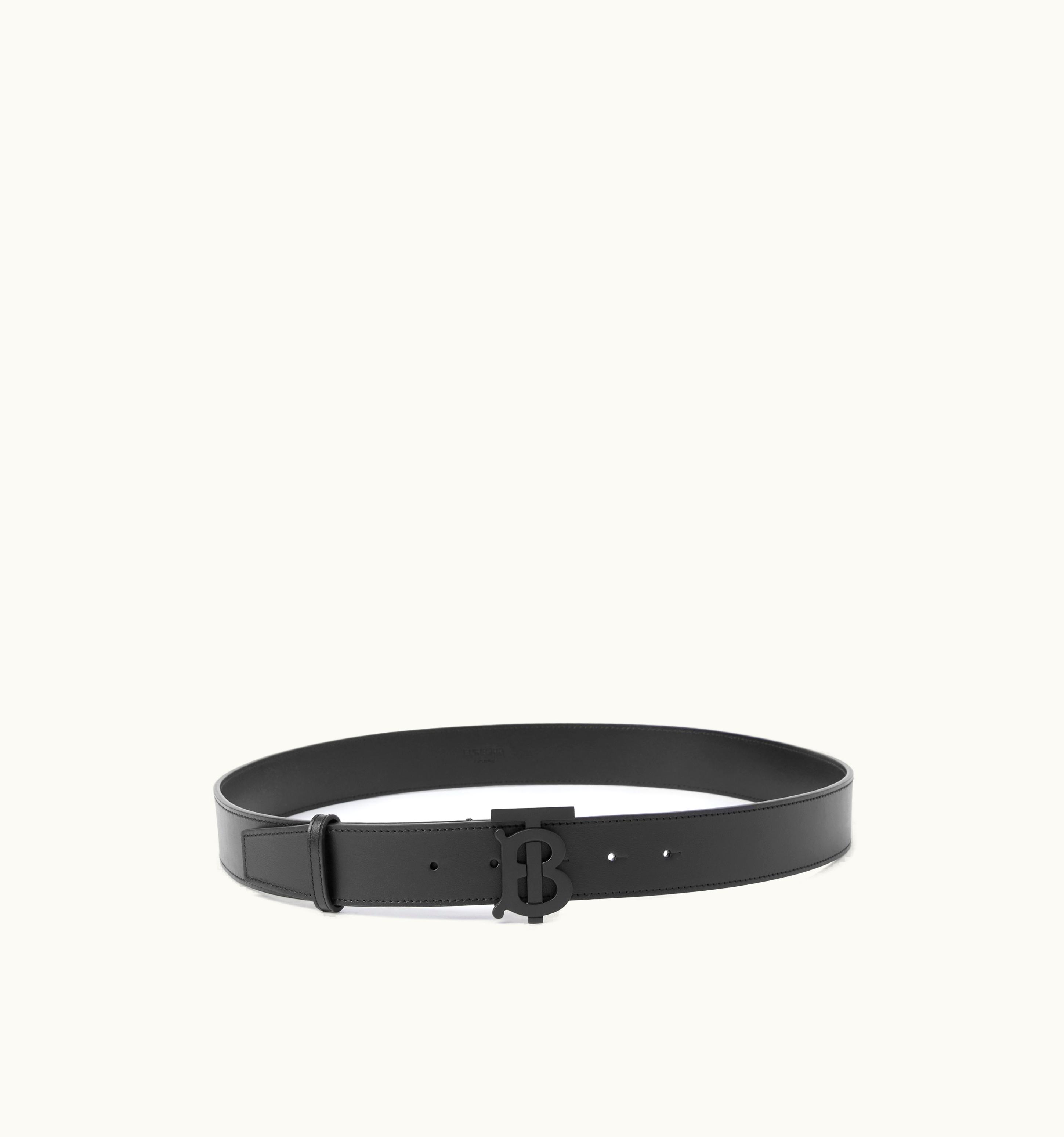 Burberry Burberry Leather Tb Belt In Matt Black - Men