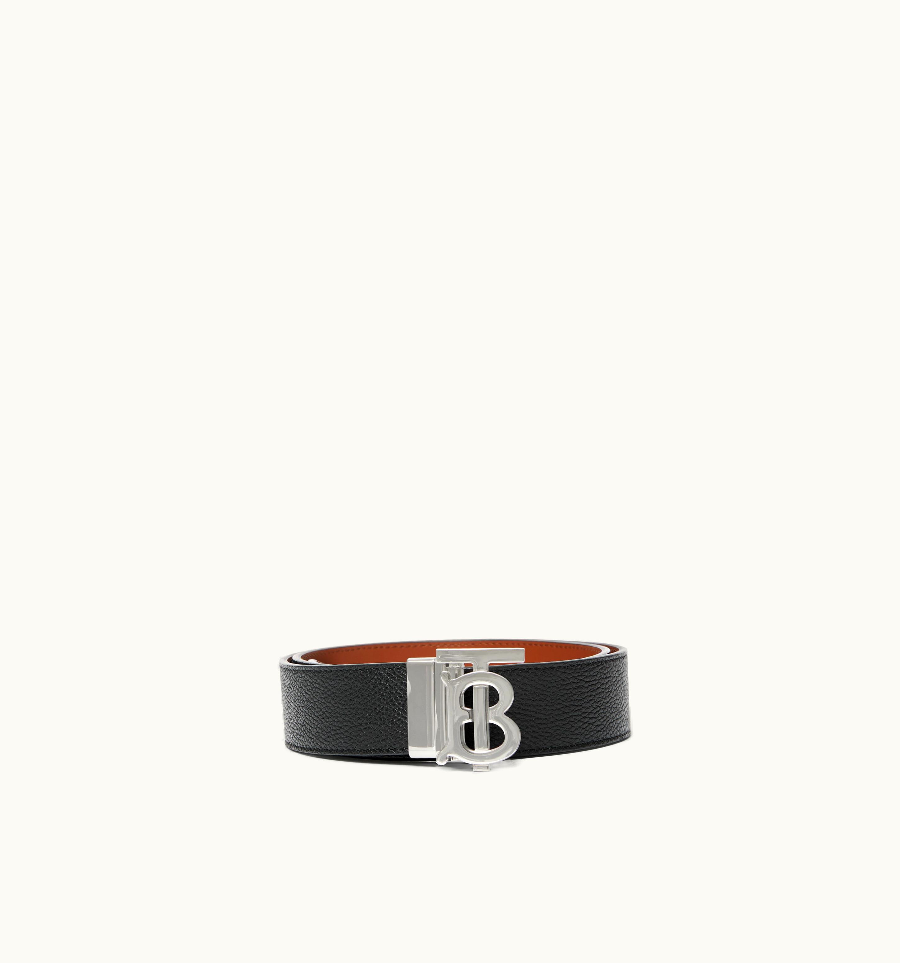 Burberry Burberry Reversible Leather Tb Belt In Black/Tan - Men