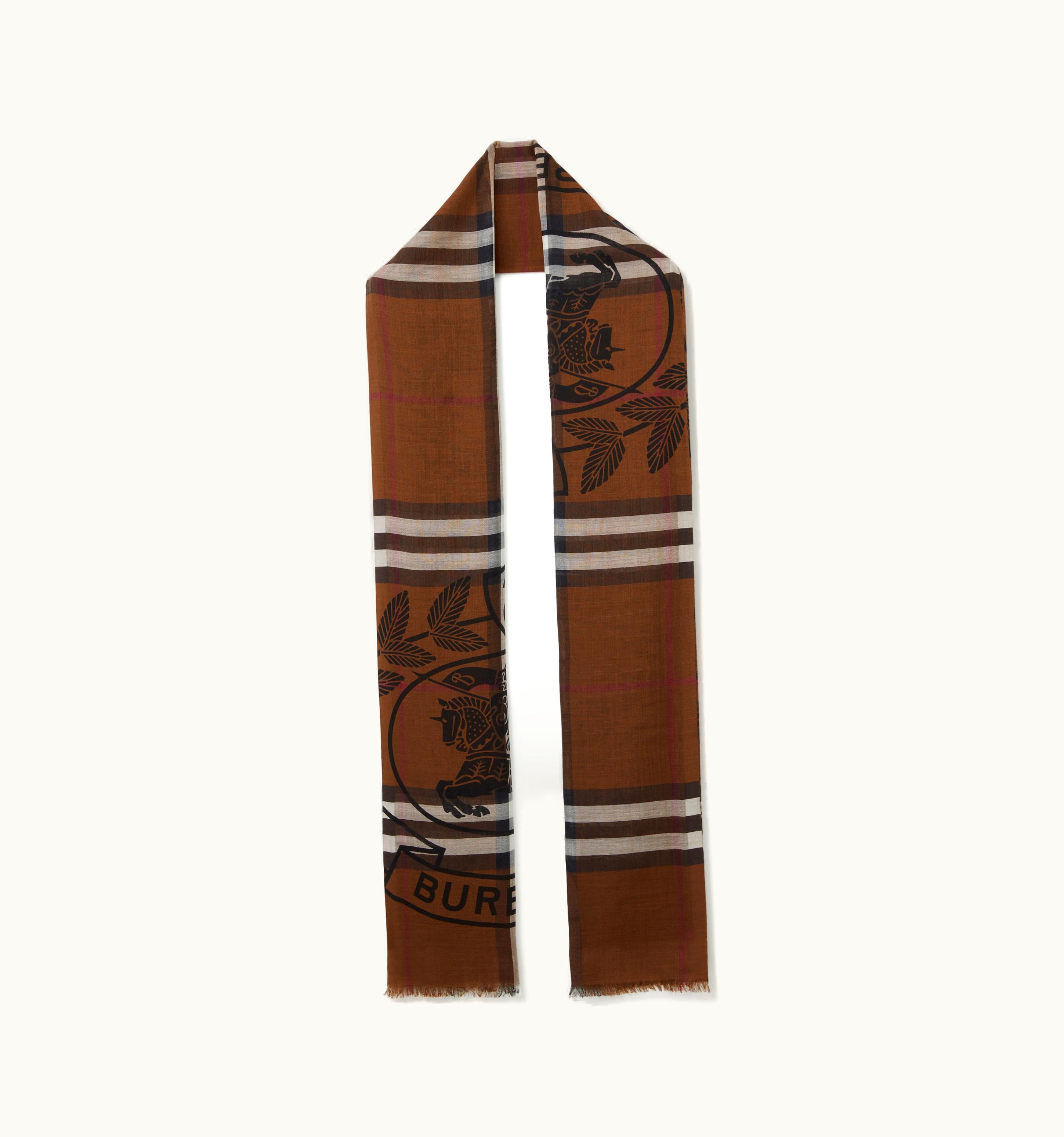 Burberry Burberry Montage Print Wool Silk Scarf In Dark Birch Brown UZ0141296
