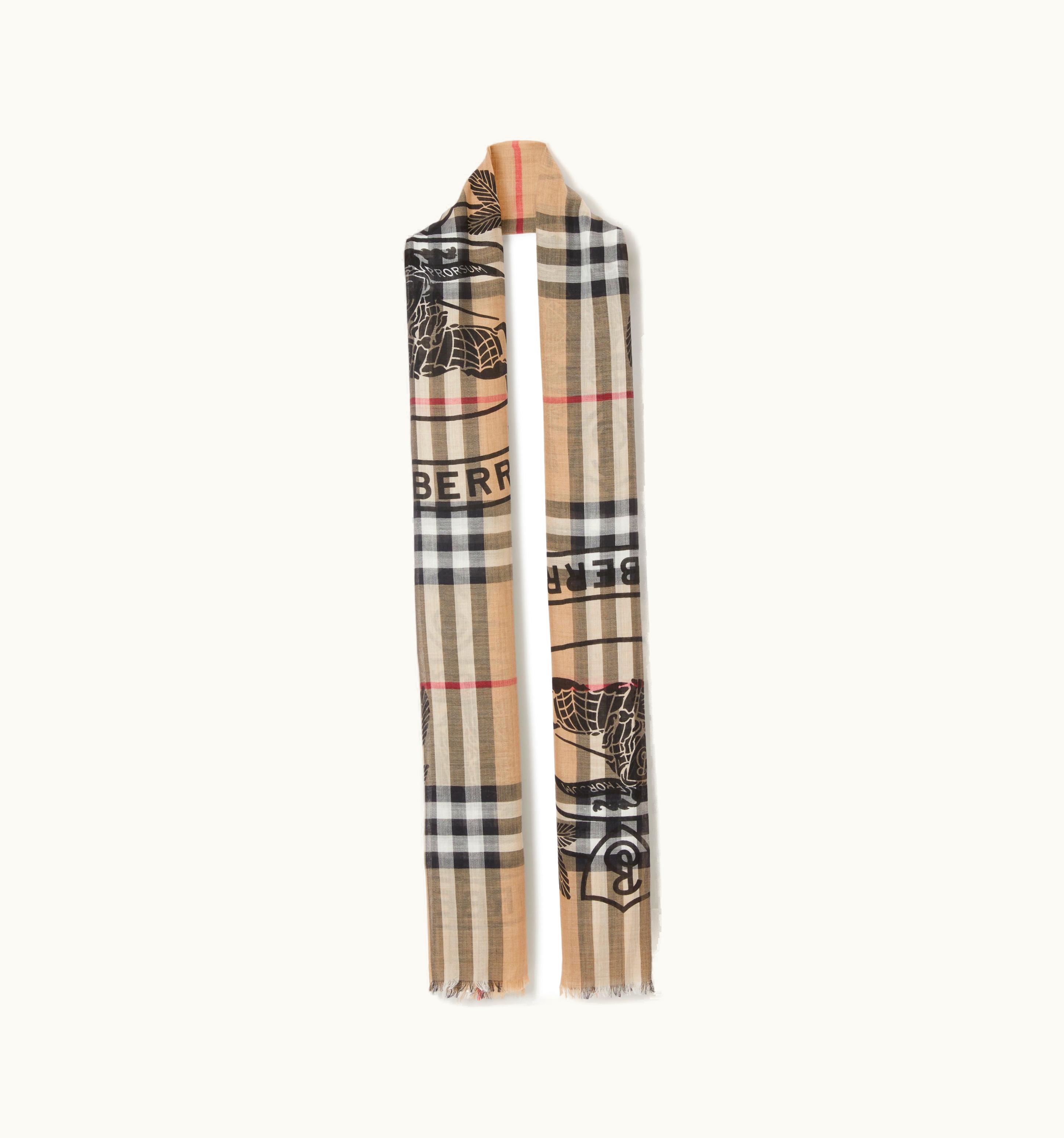 Burberry Burberry Montage Print Lightweight Wool Silk Scarf In Archive Beige UZ0141297