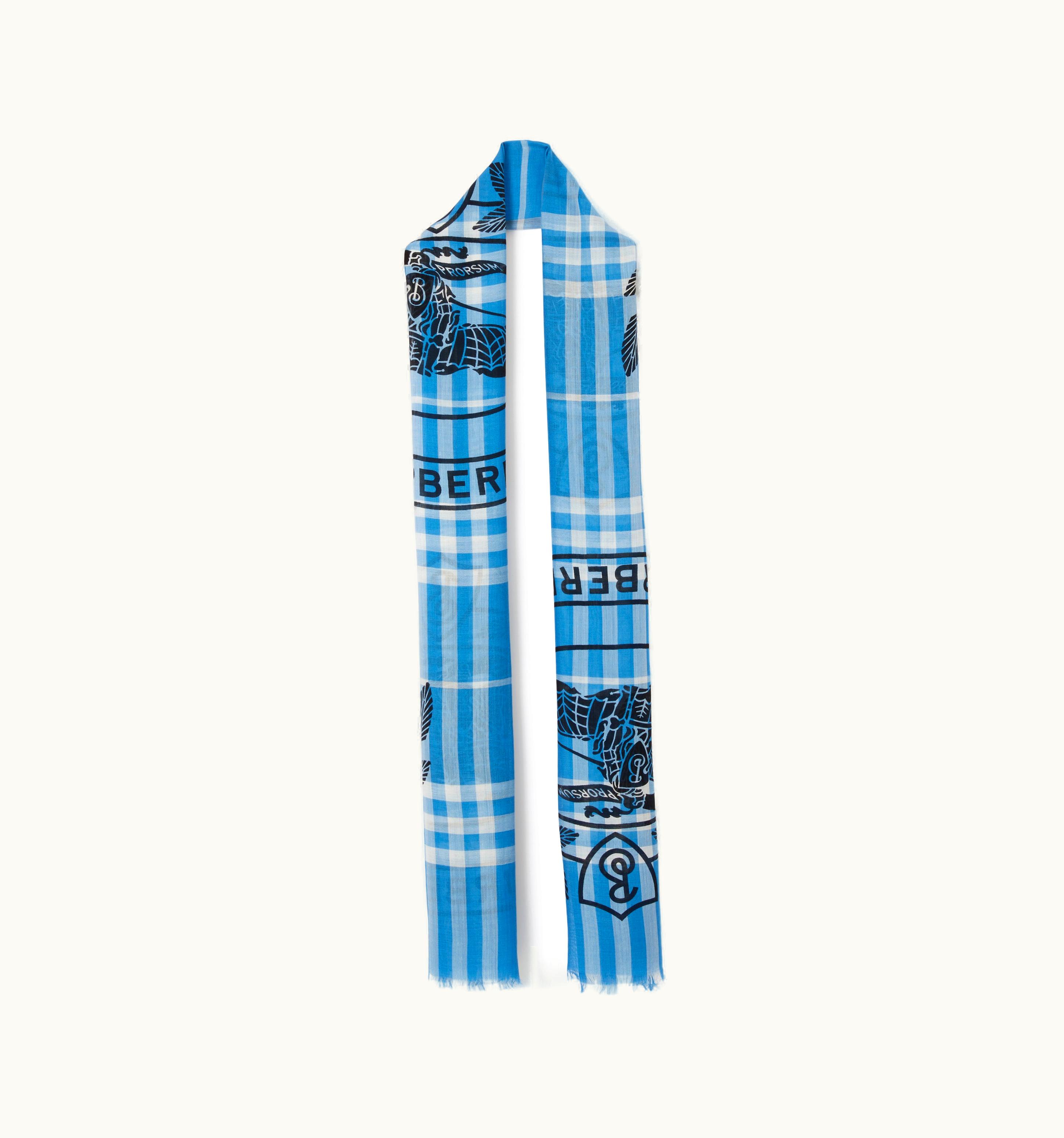 Burberry Burberry Montage Print Lightweight Wool Silk Scarf In VIvid Blue UZ0141298