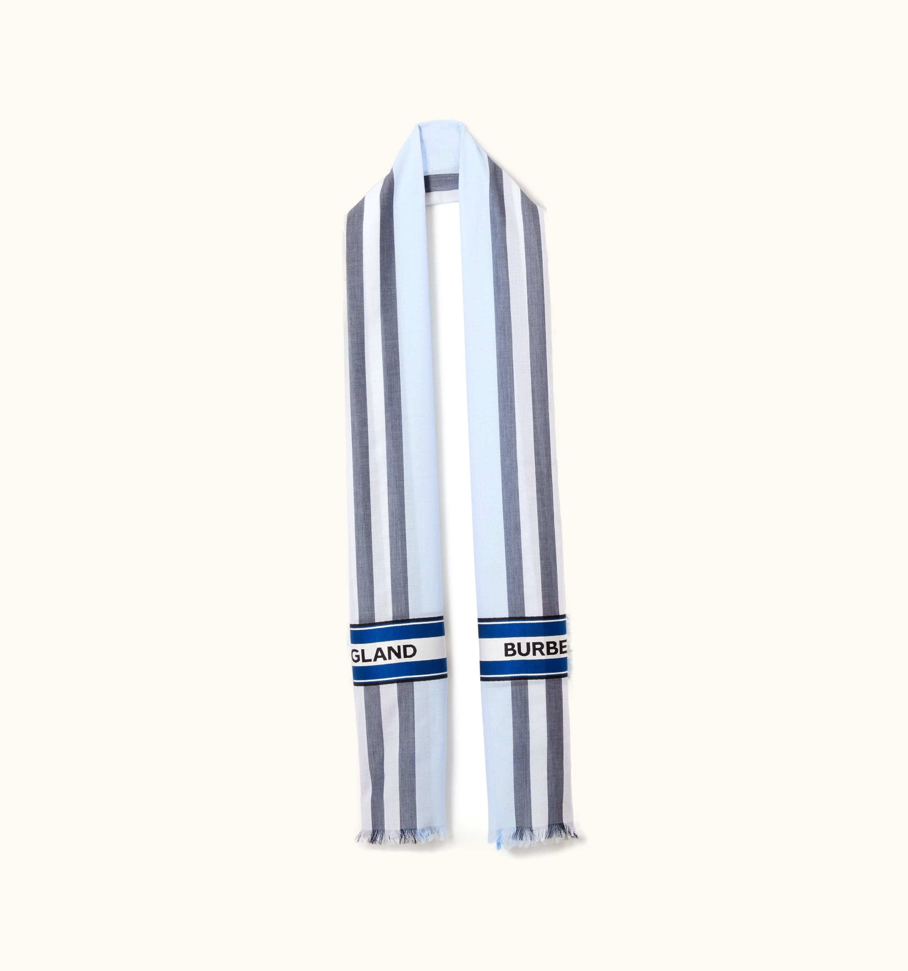 Burberry Burberry Icon Stripe Cotton Silk Jacquard Scarf In Pale Blue UZ0141302