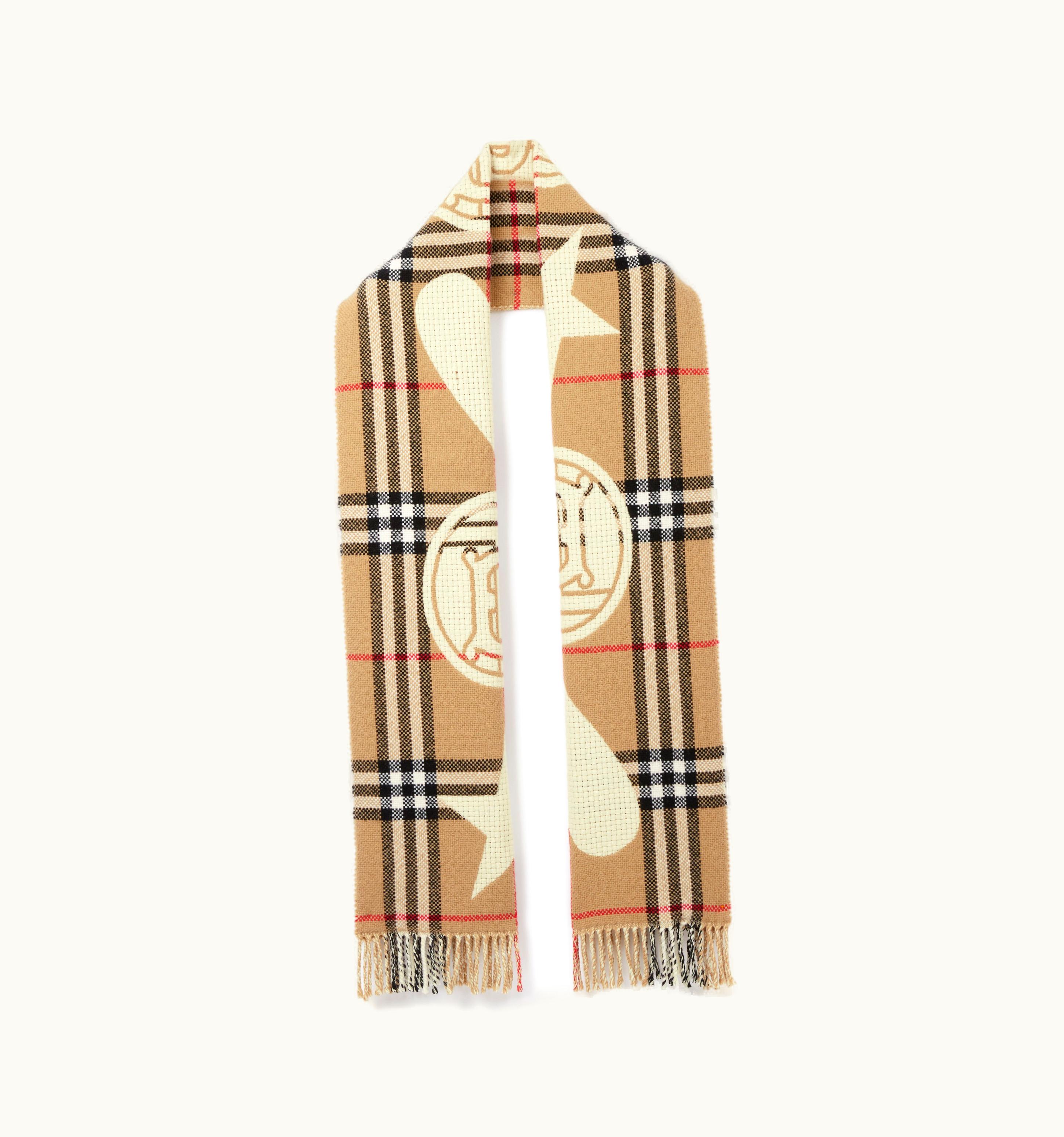 Burberry Burberry Montage Check Wool Cashmere Scarf In Archive Beige UZ0141311