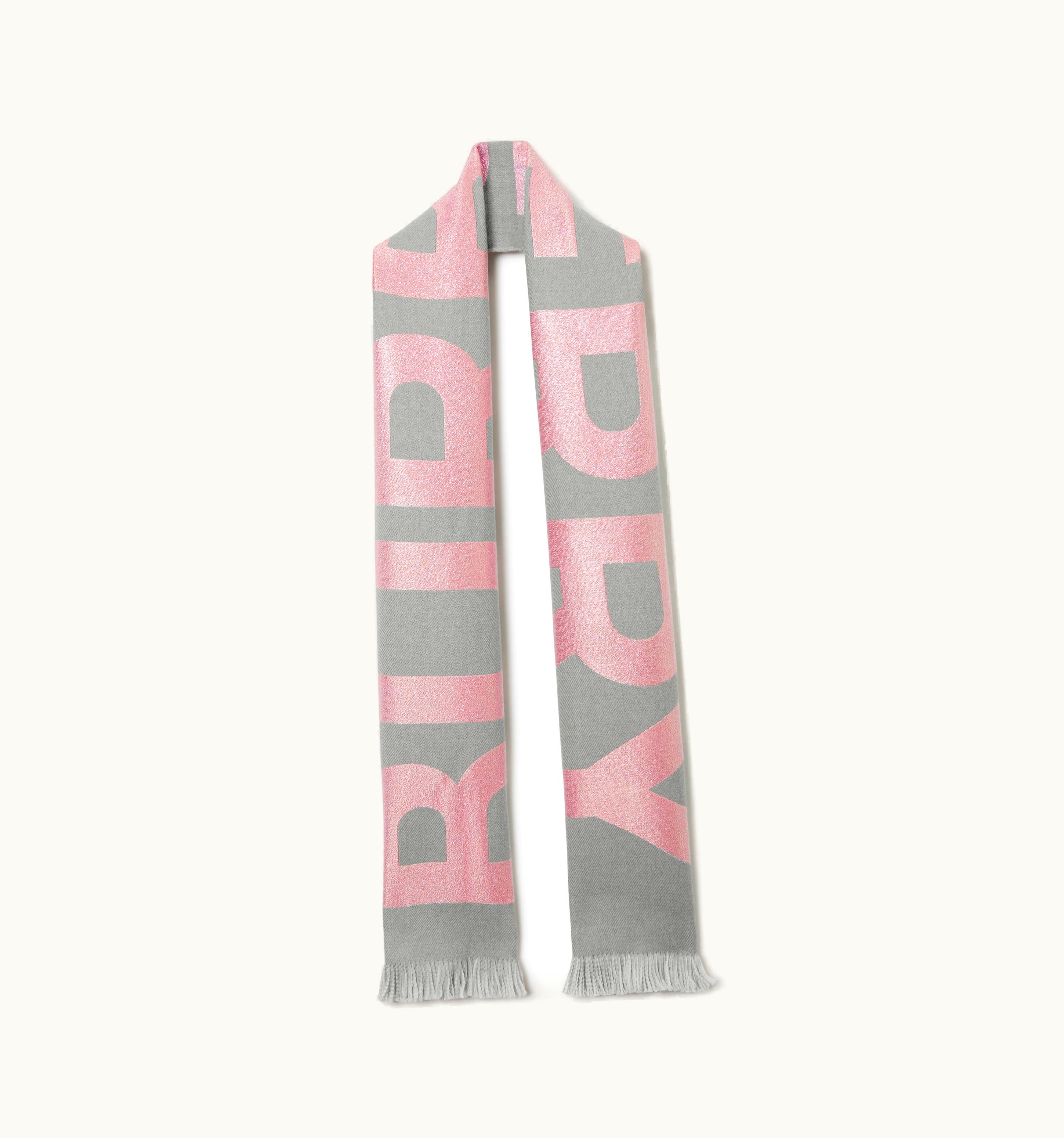 Burberry Burberry Logo Wool Blend Scarf In Grey/Pink UZ0141318