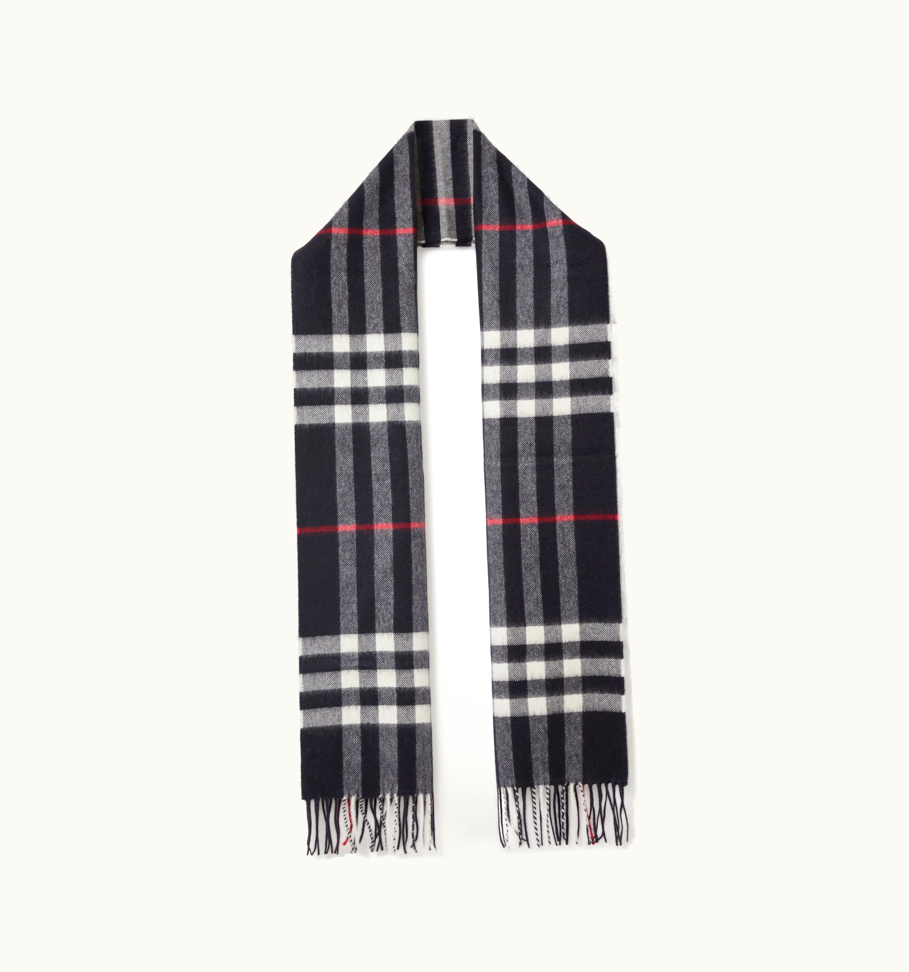 Burberry Burberry The Burberry Check Cashmere Scarf In Navy UZ0141325