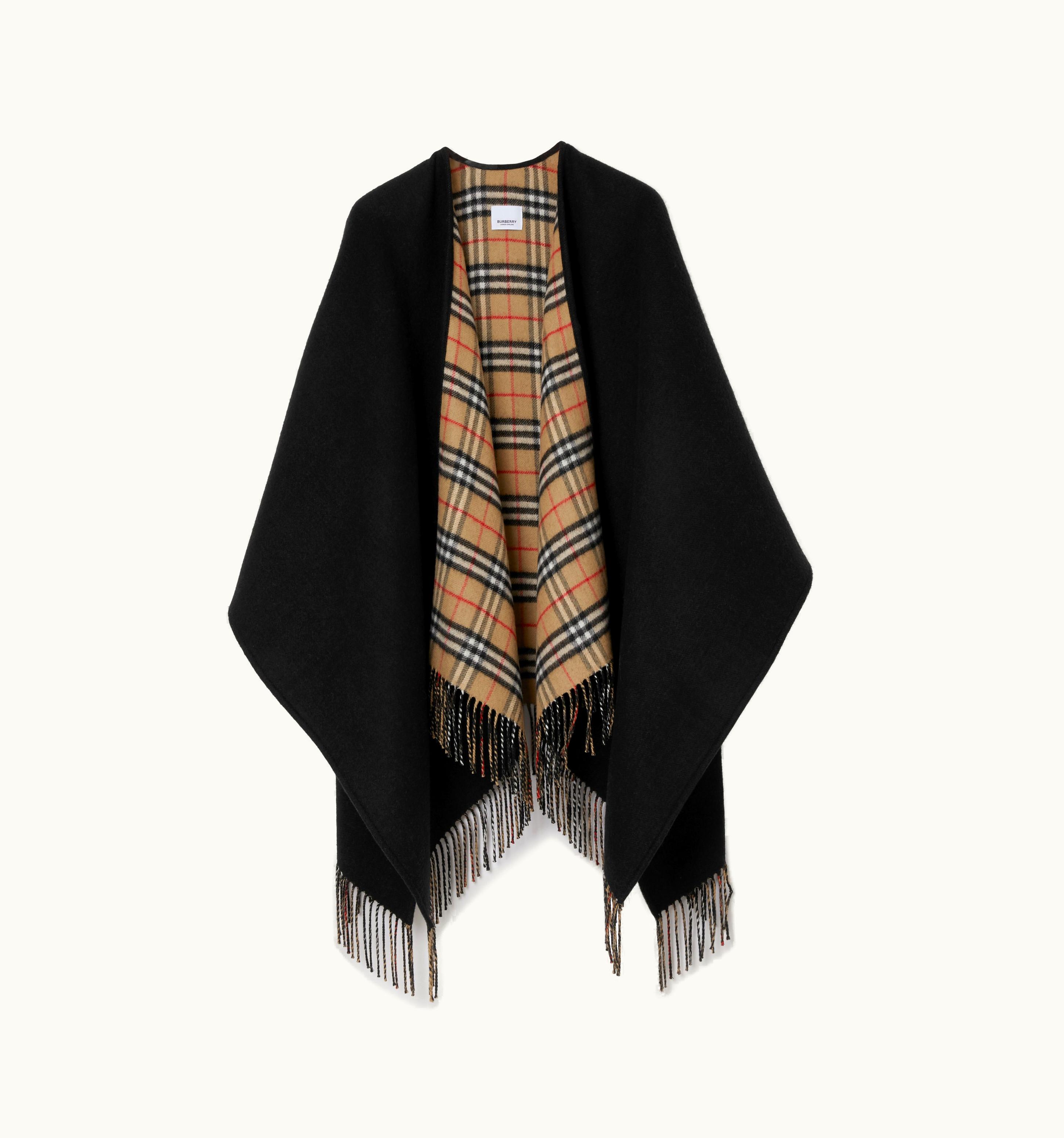 Burberry Burberry Check Wool Reversible Cape In Black UZ0141331