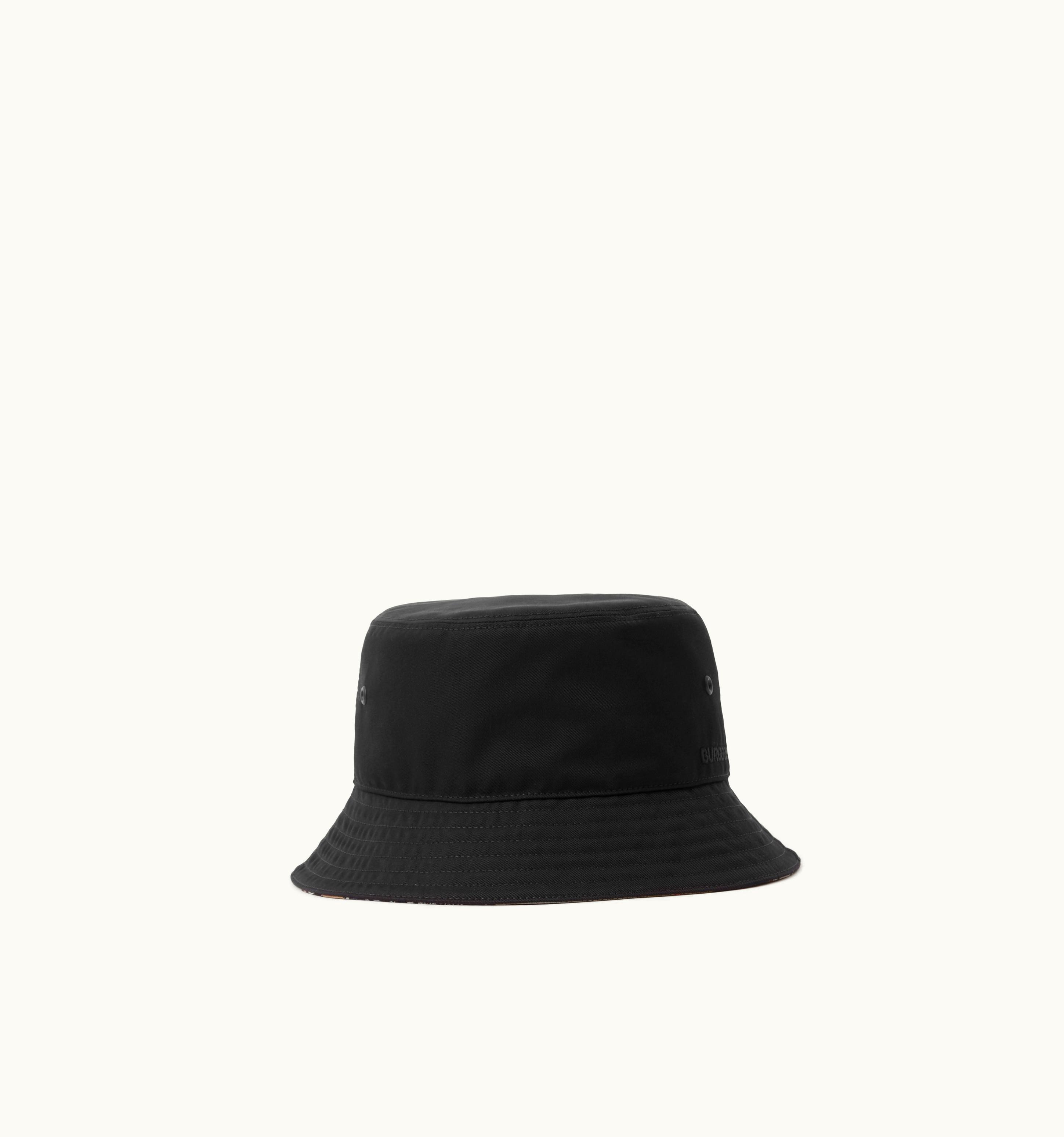 Burberry Burberry Embroidered Logo Cotton Gabardine Bucket Hat In Black