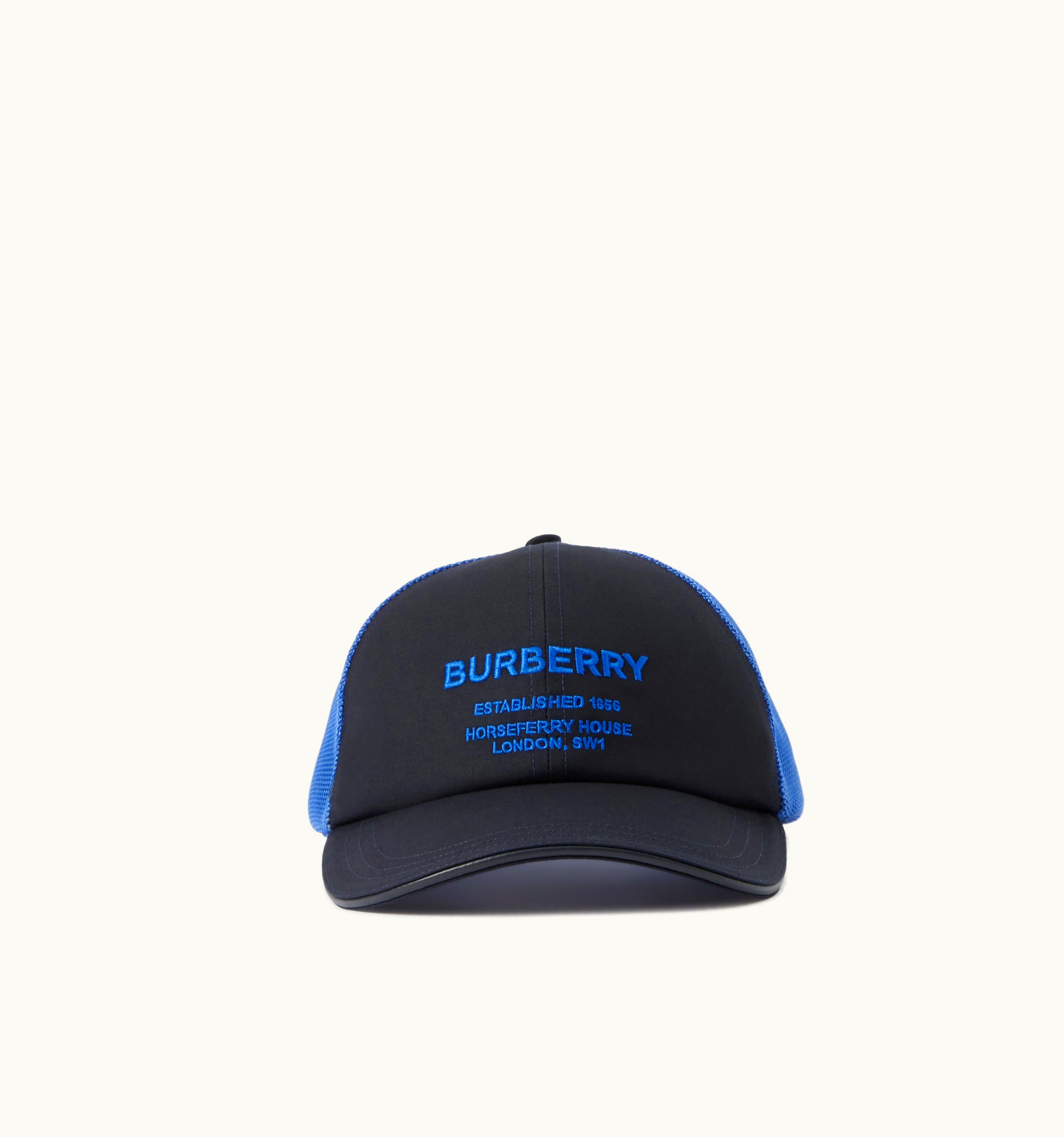 Burberry Burberry Horseferry Motif Cotton And Mesh Baseball Cap In Navy UZ0141345