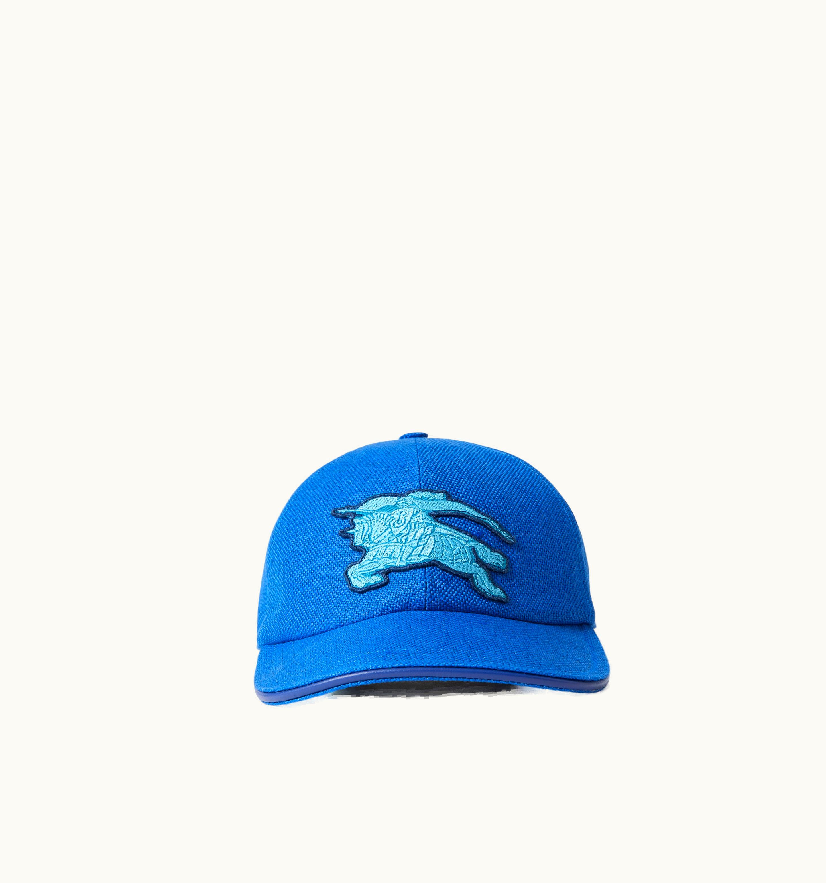 Burberry Burberry Ekd Appliqué Linen Hemp Cotton Baseball Cap In Deep Cobalt Blue UZ0141347