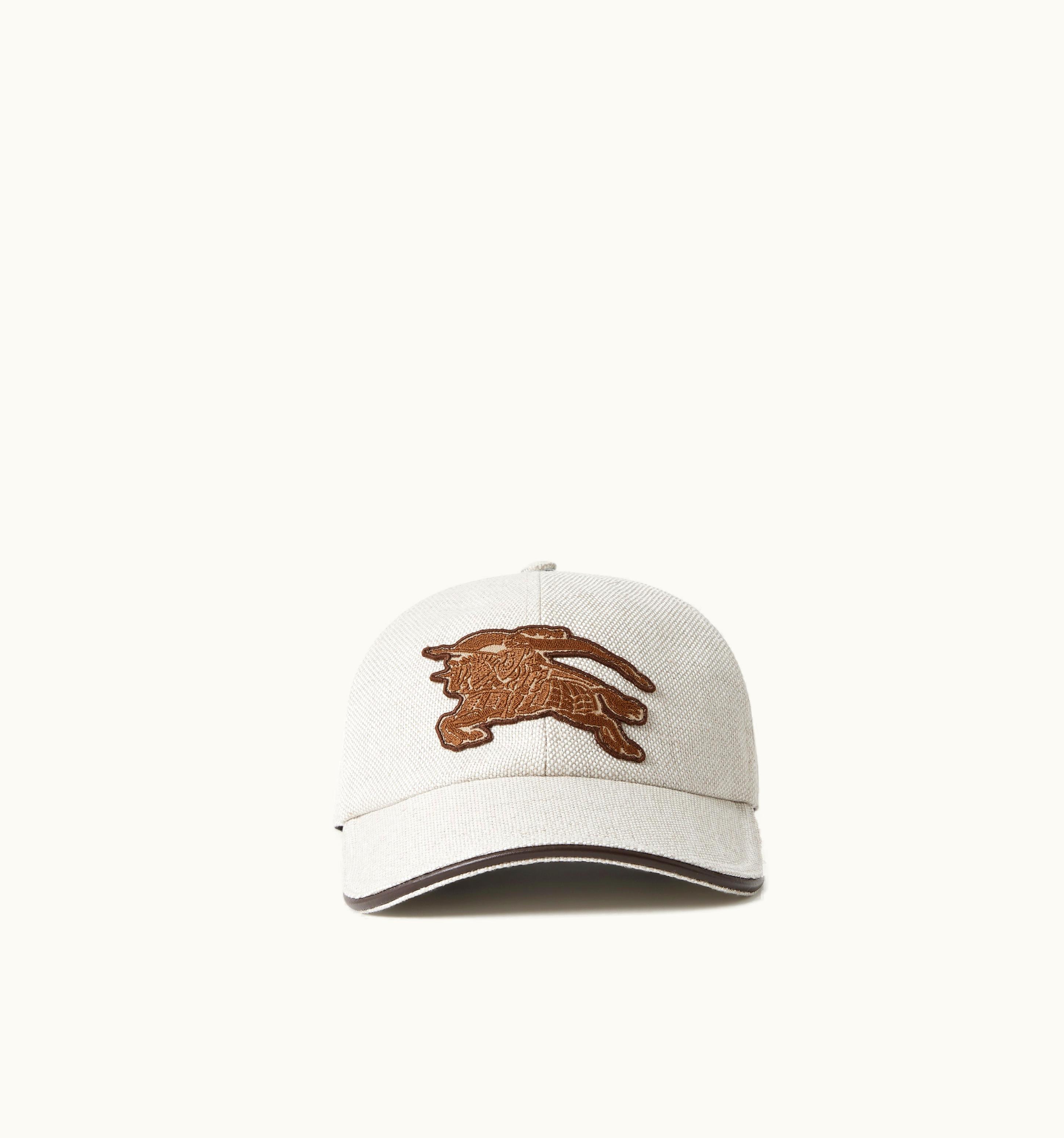 Burberry Burberry Ekd Appliqué Linen Hemp Cotton Baseball Cap In Natural UZ0141348