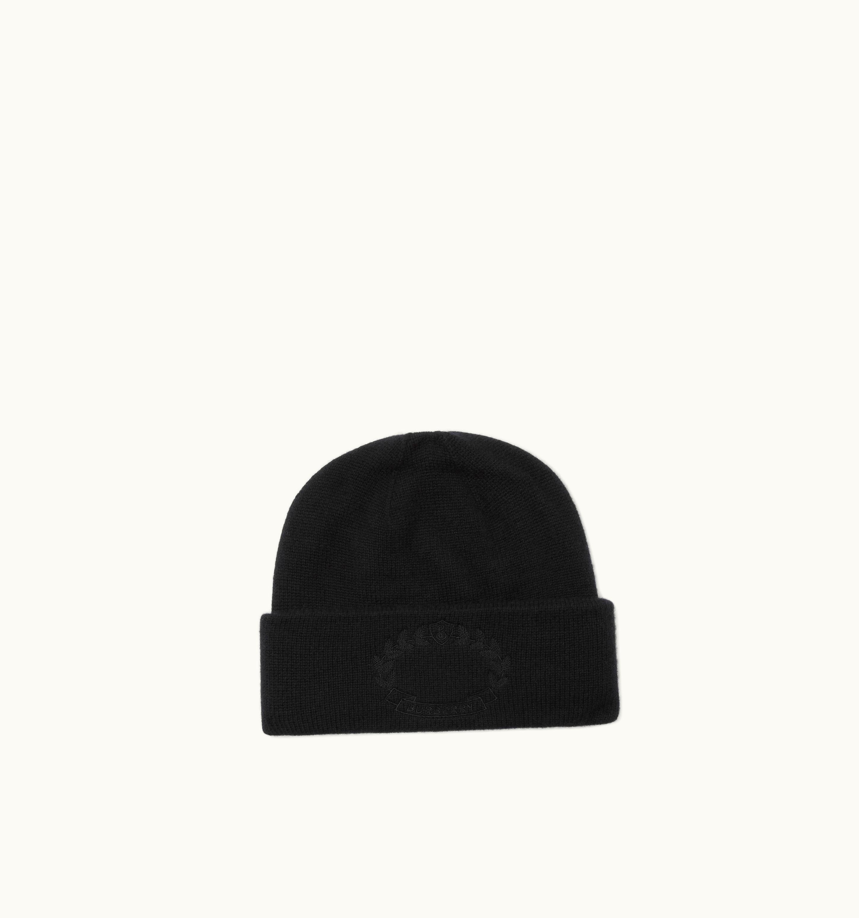 Burberry Burberry Oak Leaf Crest Cashmere Beanie In Black UZ0141353