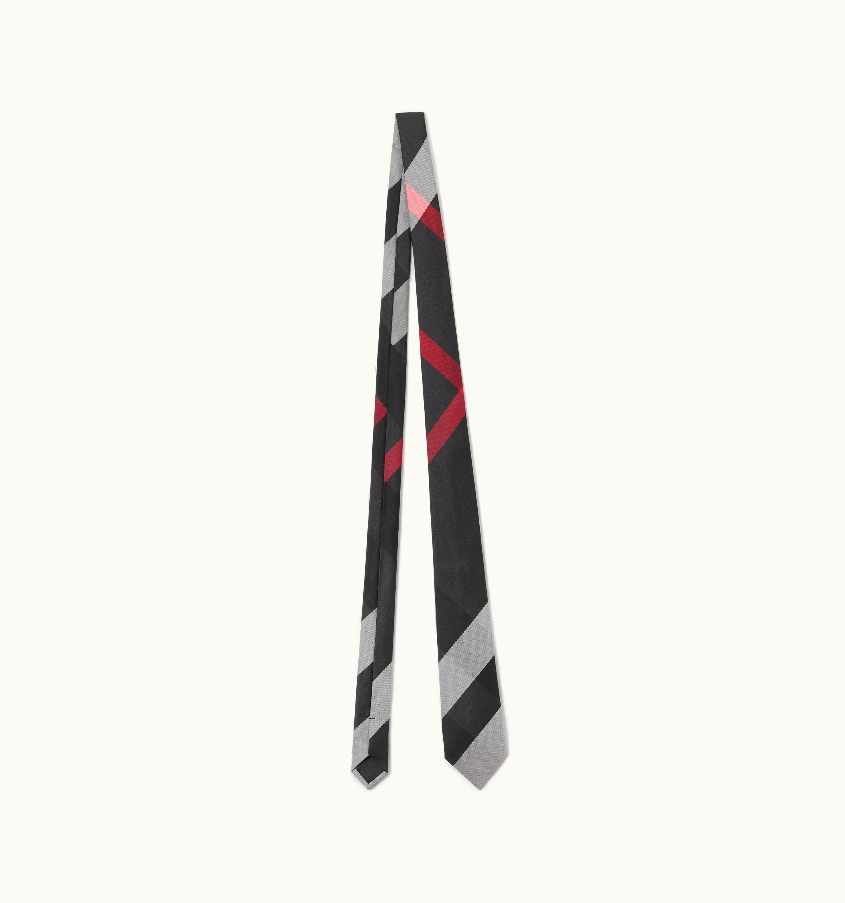 Burberry Burberry Classic Cut Exaggerated Check Silk Tie In Charcoal - Men