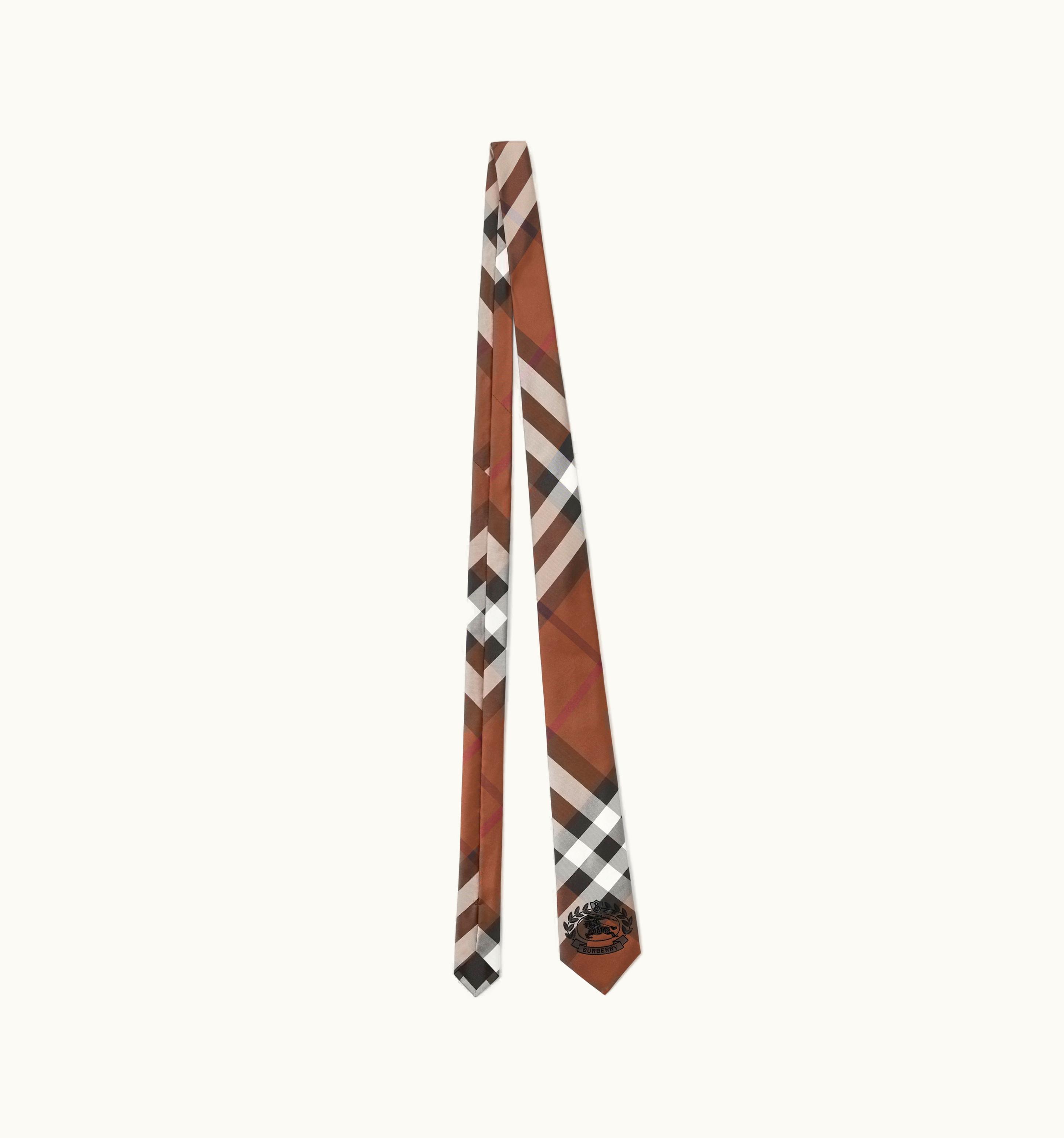 Burberry Burberry Classic Cut Ekd And Check Silk Tie In Dark Birch Brown - Men