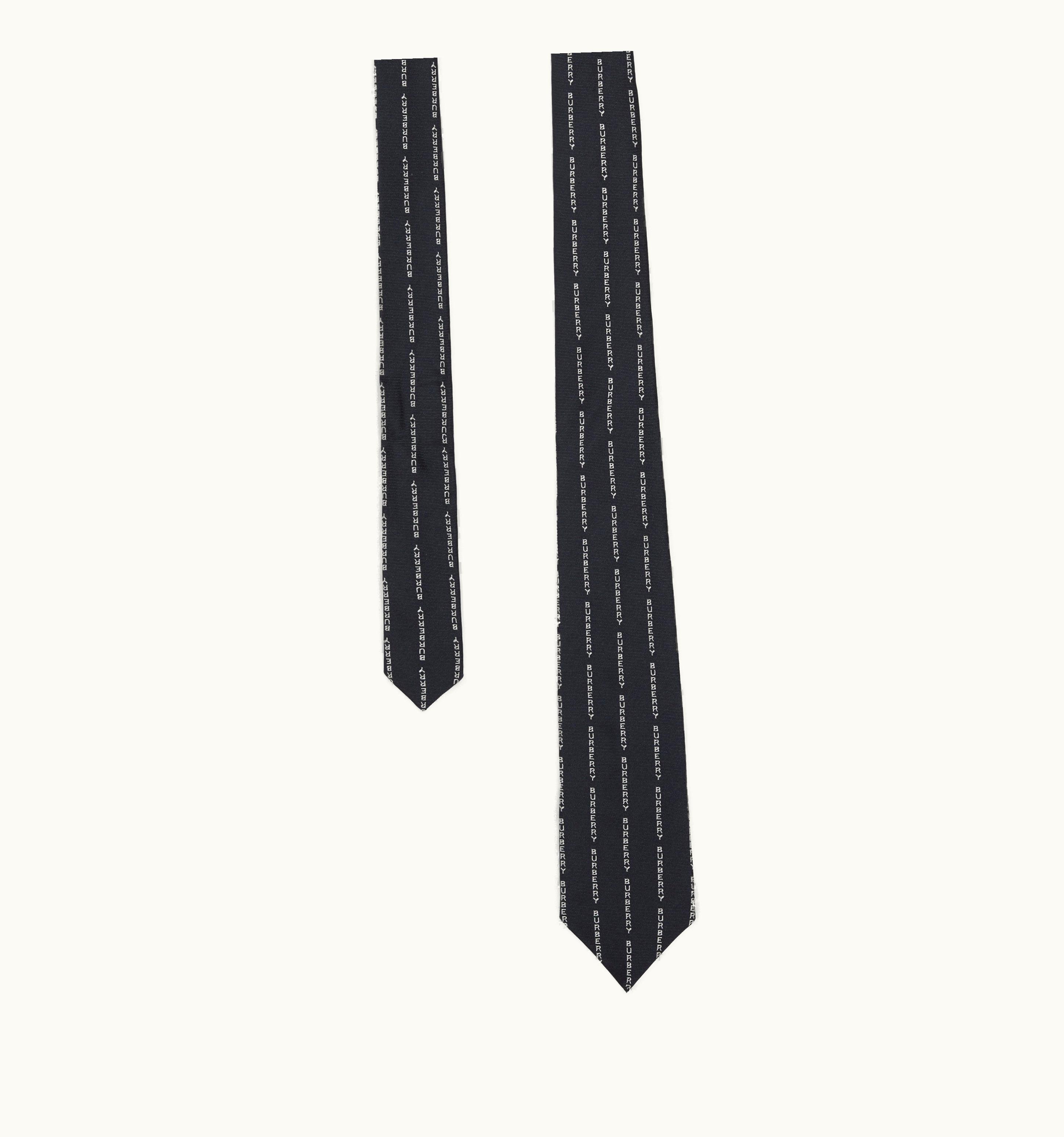 Burberry Burberry Classic Cut Logo Pinstriped Silk Tie In Black - Men