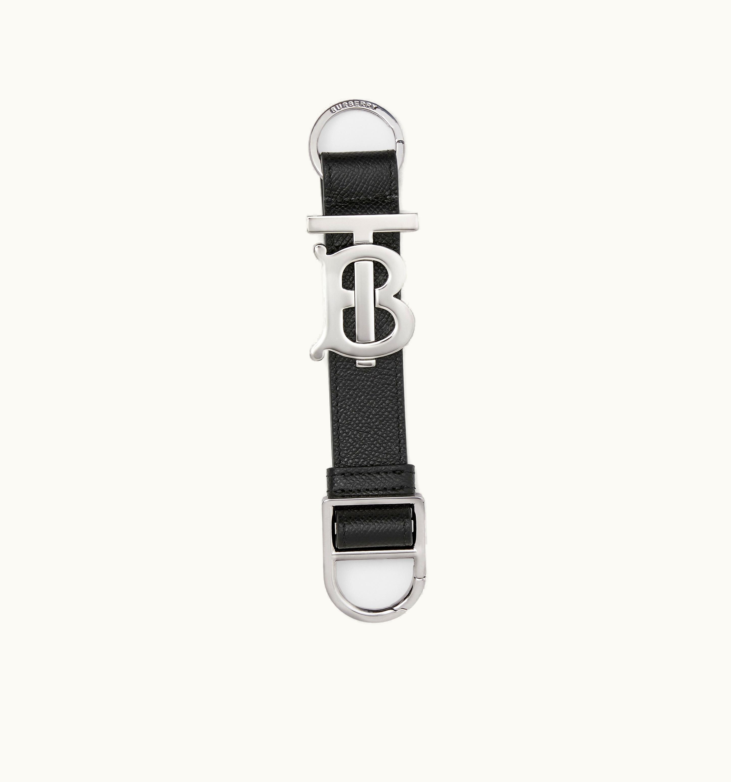 Burberry Burberry Monogram Motif Grainy Leather Key Ring In Black - Men UZ0141389