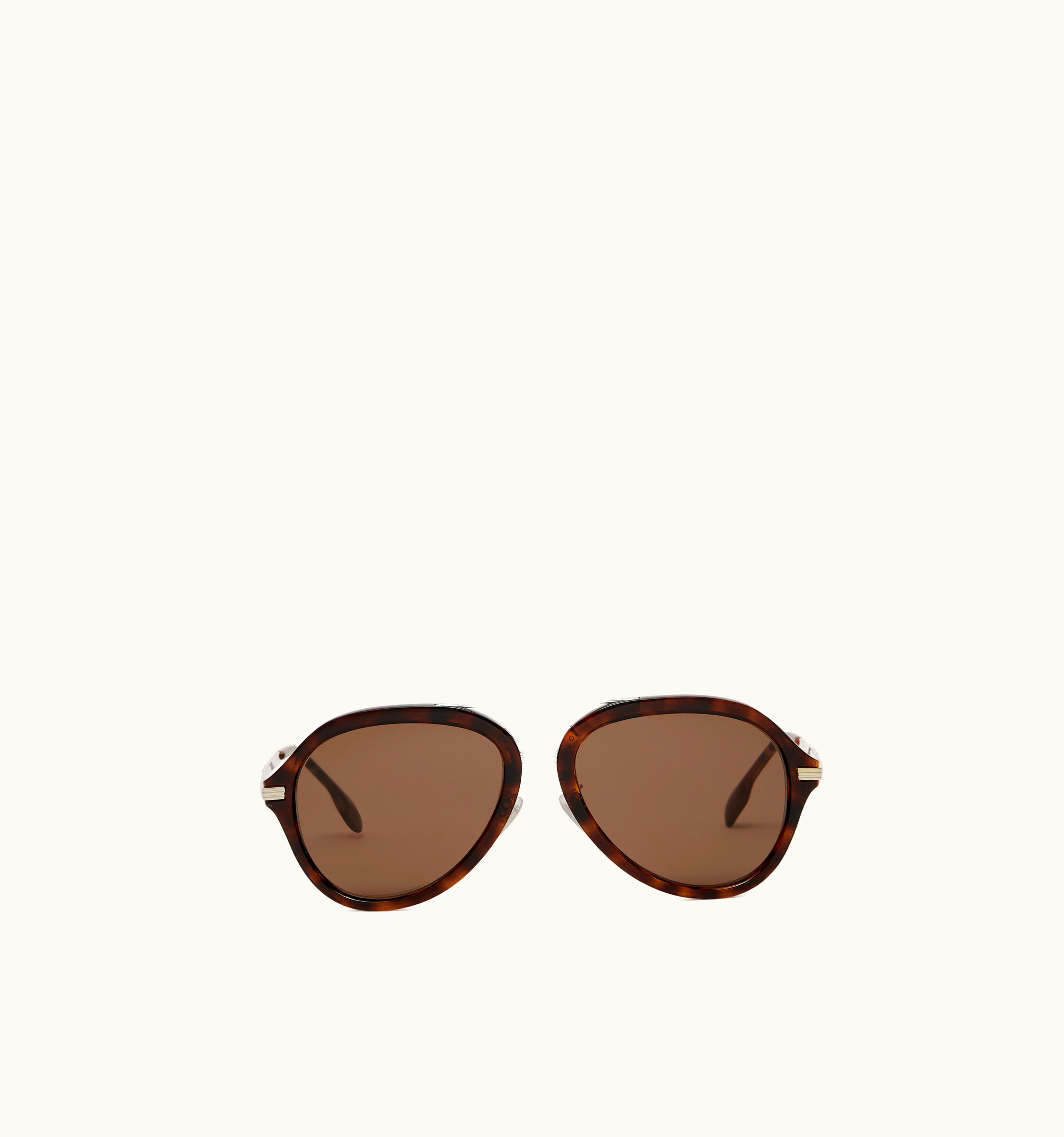 Burberry Burberry Check Detail Pilot Sunglasses In Dark Tortoiseshell - Men UZ0141392