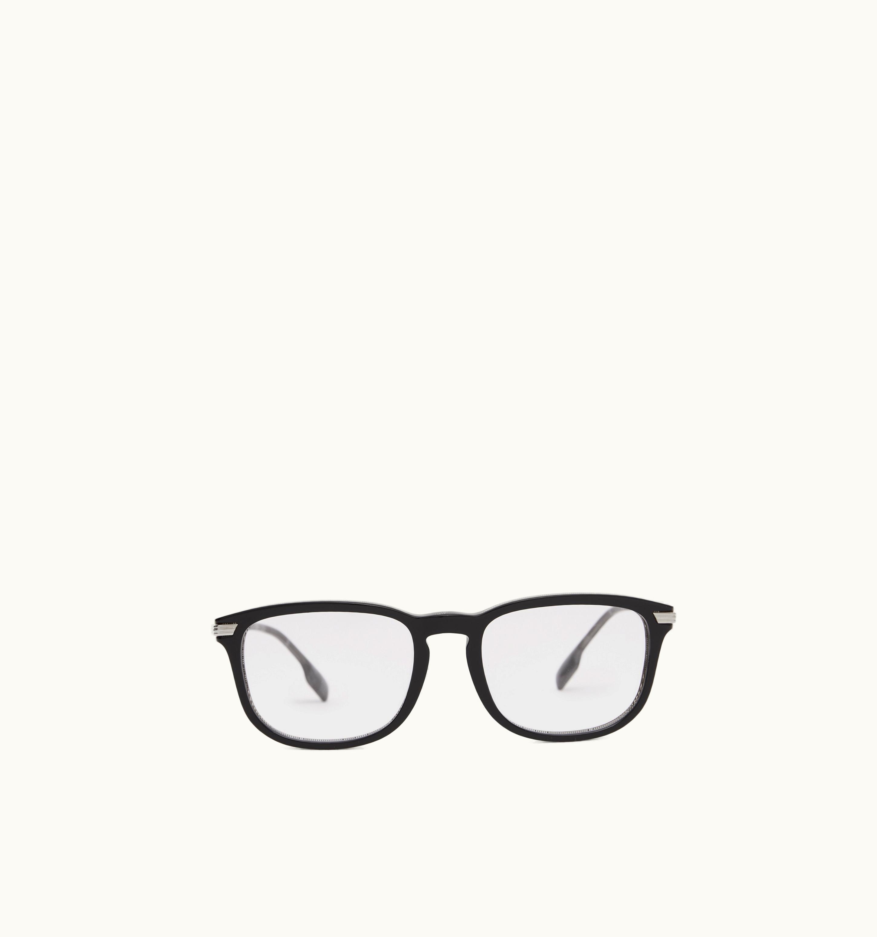Burberry Burberry Check Detail Rectangular Optical Frames In Black - Men