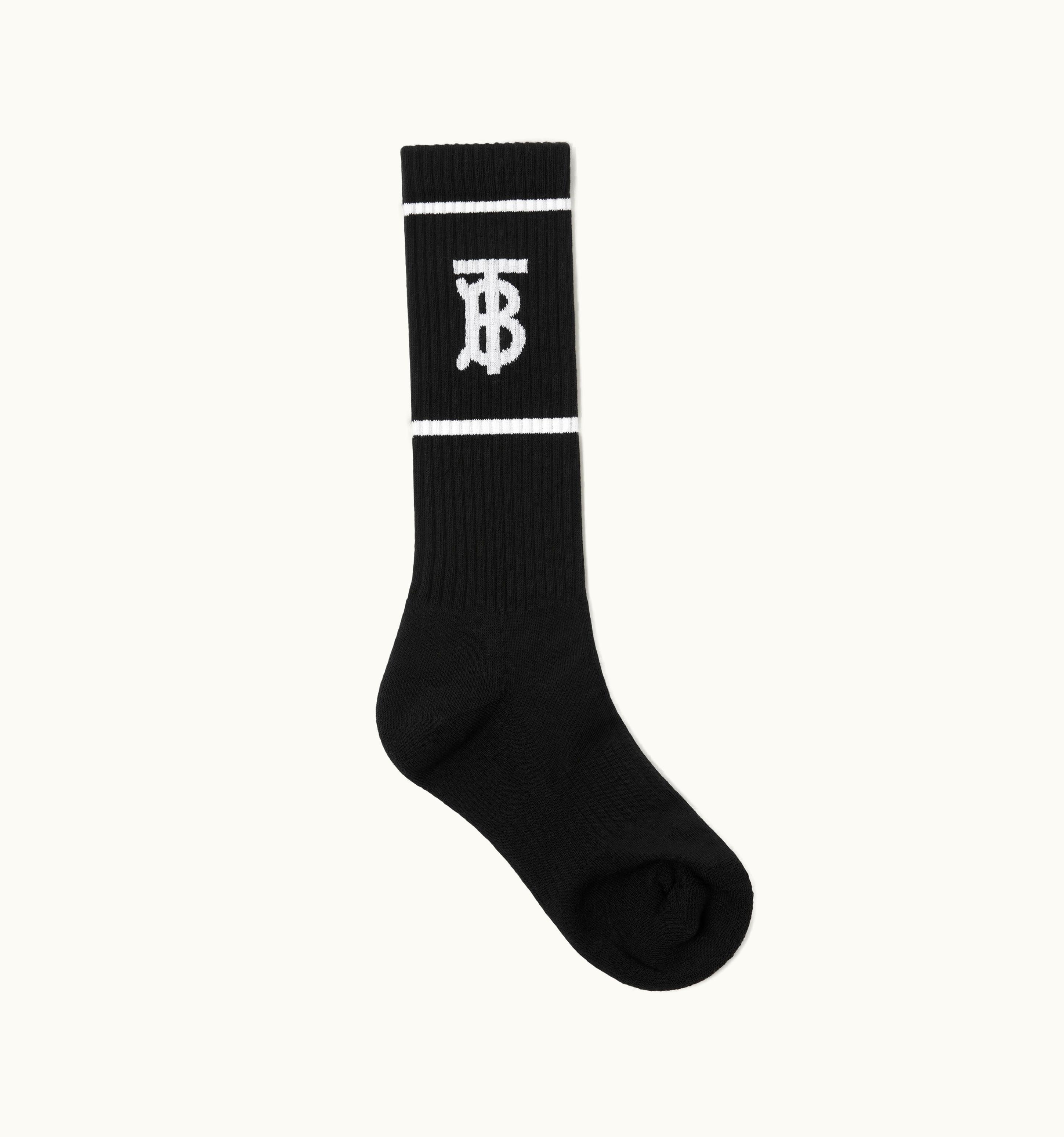 Burberry Burberry Monogram Motif Intarsia Cotton Blend Socks In Black UZ0141399