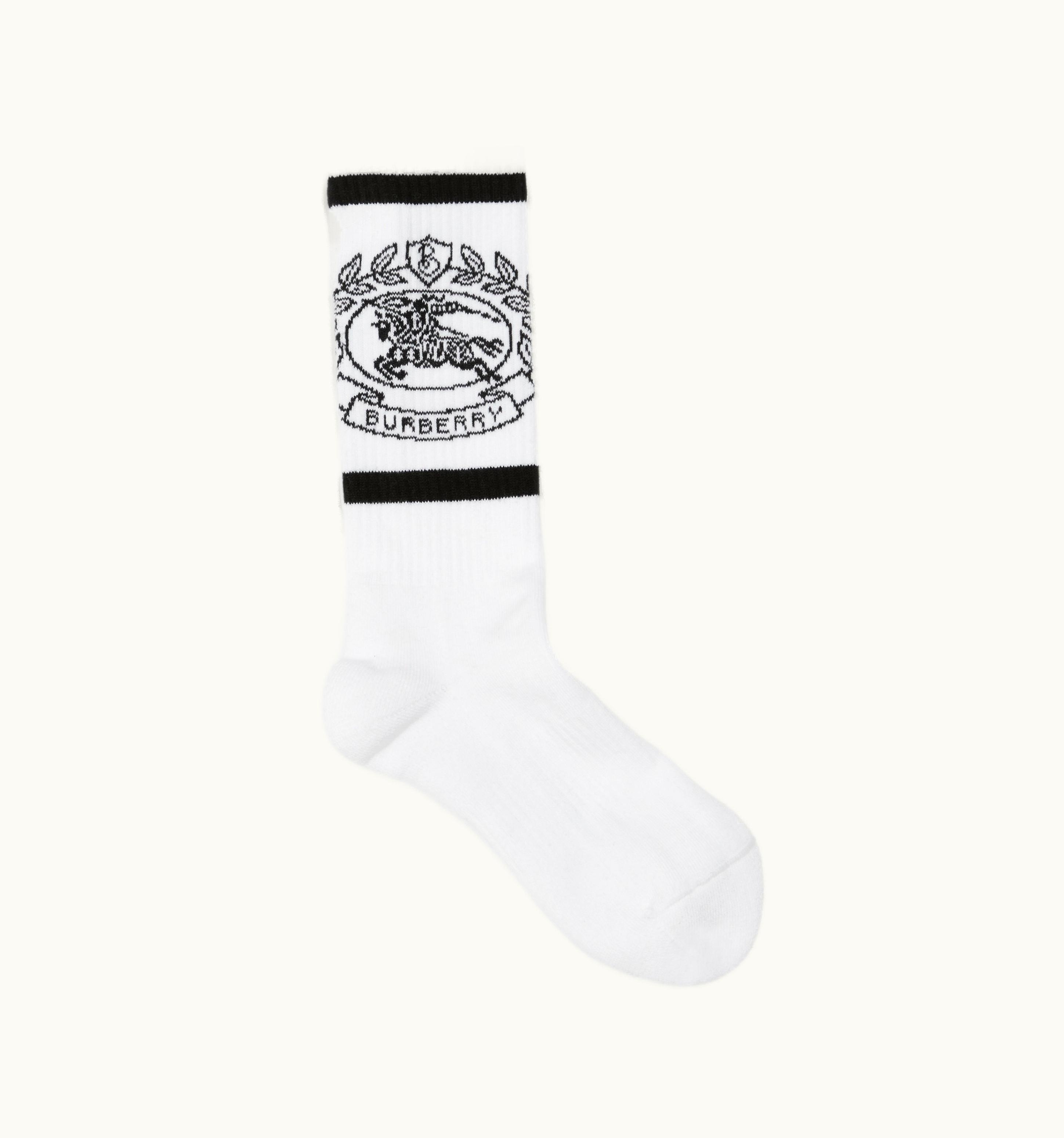 Burberry Burberry Ekd Technical Stretch Cotton Jacquard Socks In White/Black