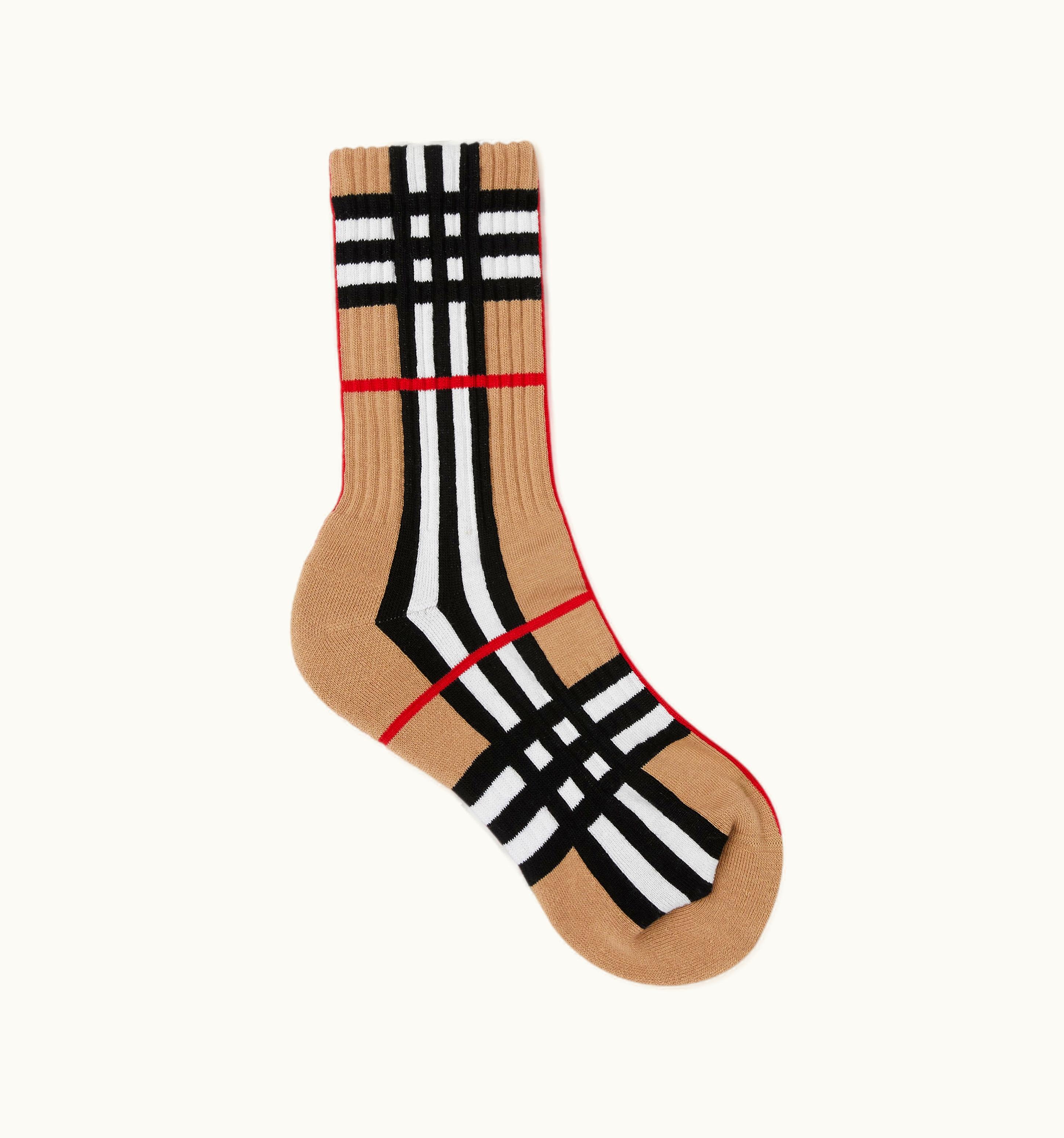 Burberry Burberry Check Intarsia Technical Stretch Cotton Socks In Archive Beige UZ0141404
