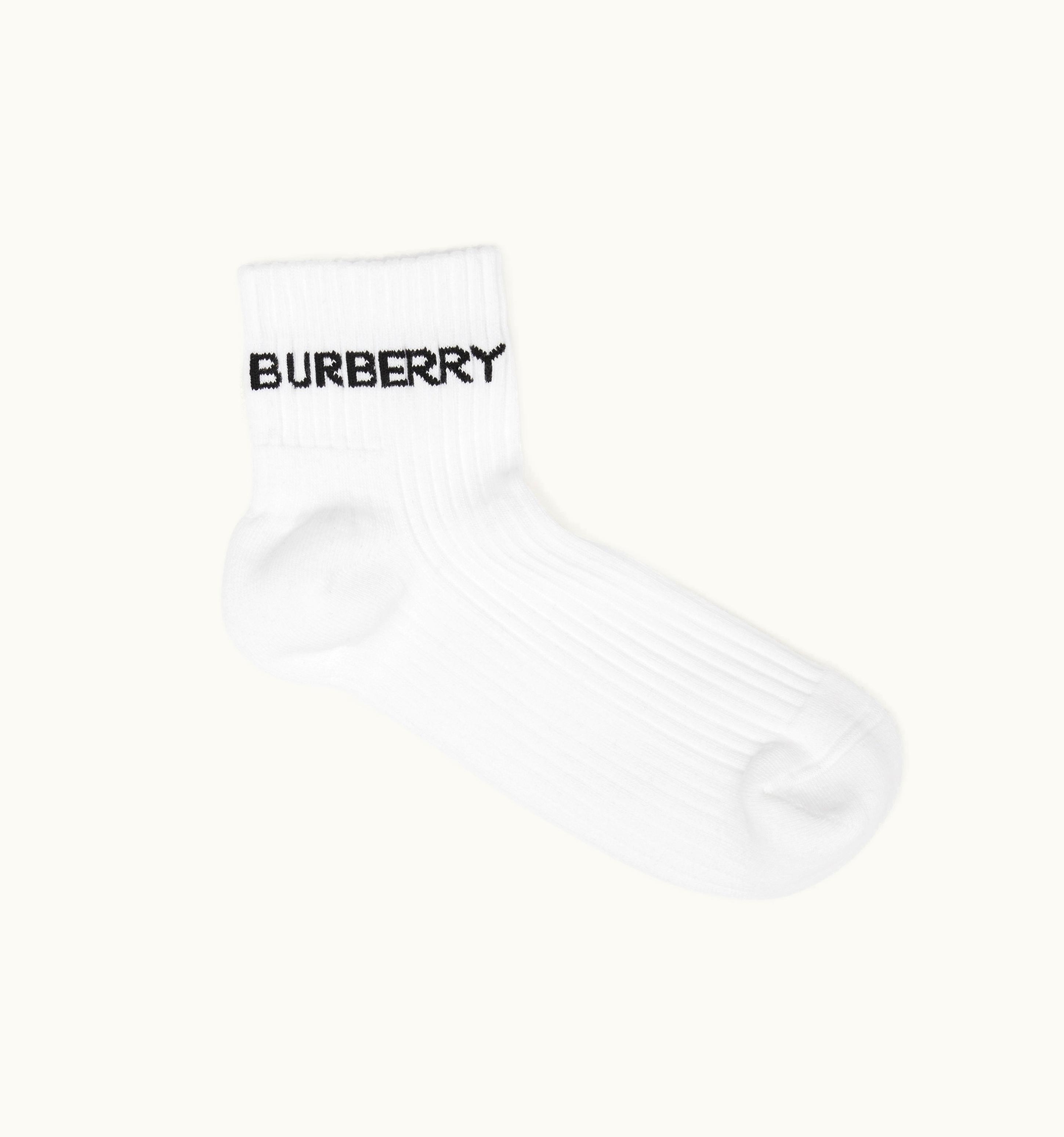 Burberry Burberry Logo Intarsia Cotton Blend Ankle Socks In White