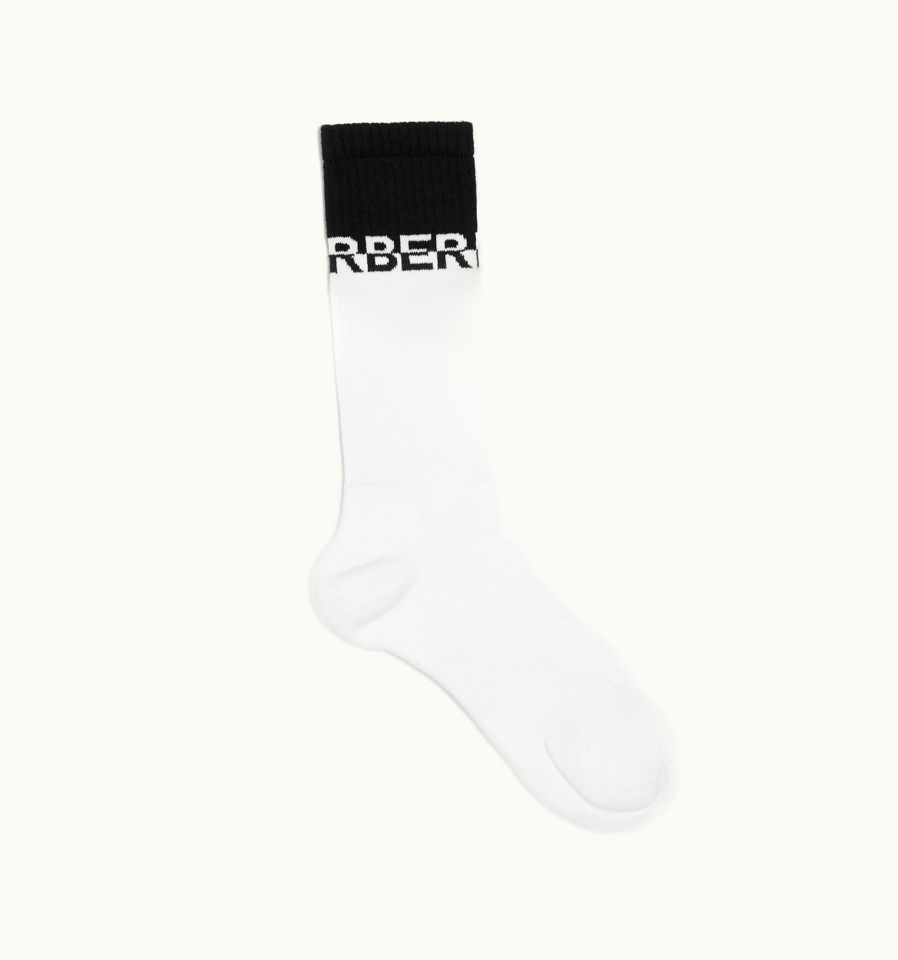 Burberry Burberry Logo Intarsia Technical Stretch Cotton Socks In Black/White UZ0141409
