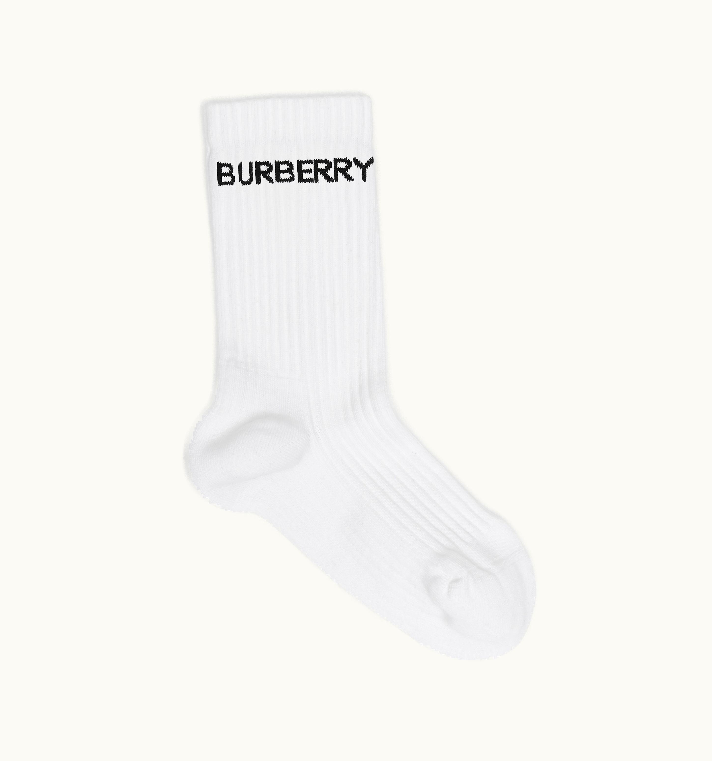 Burberry Burberry Logo Intarsia Technical Stretch Cotton Socks In White UZ0141410