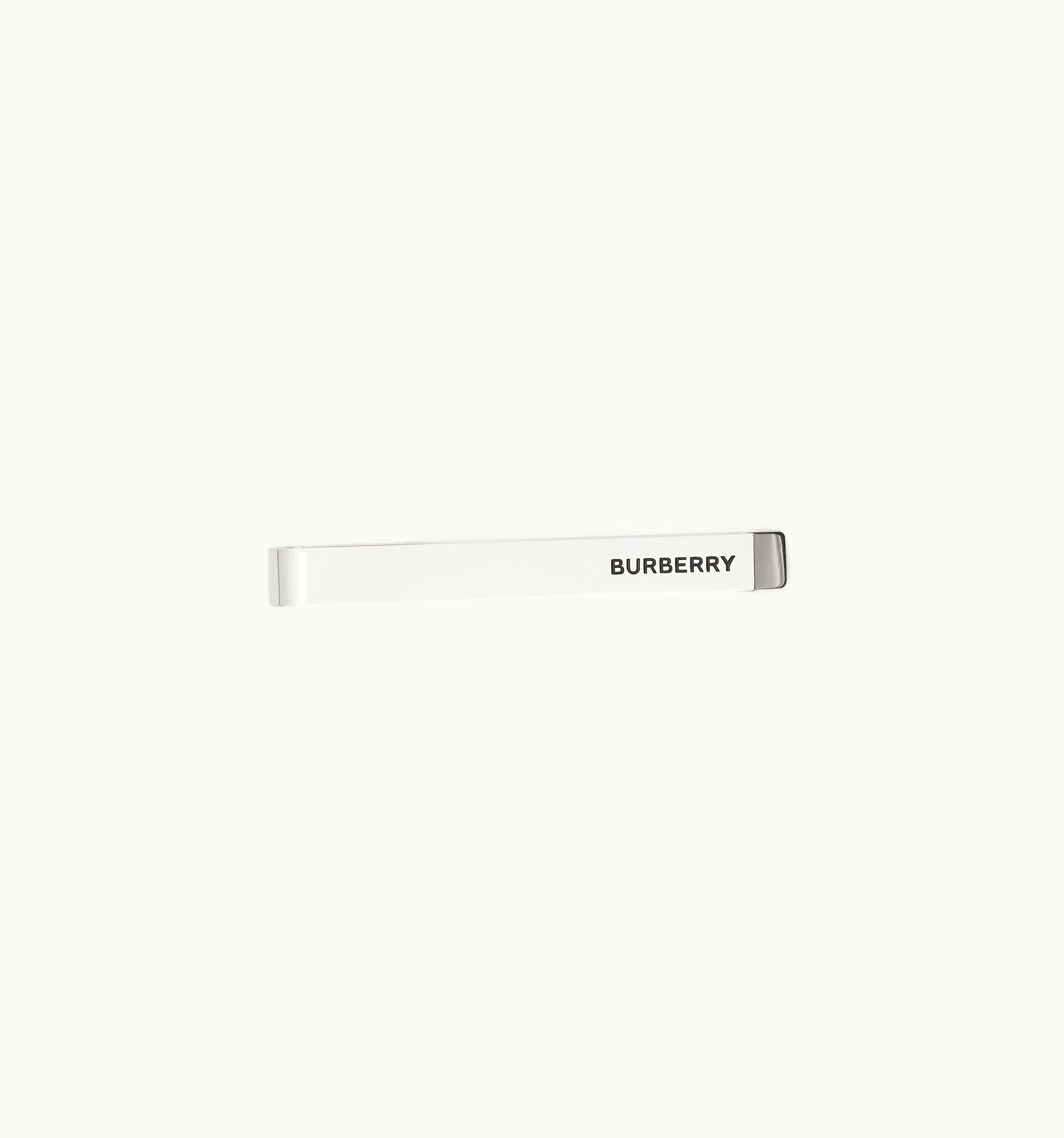 Burberry Burberry Logo Detail Palladium-Plated Tie Bar In Palladium/Black - Men UZ0141430