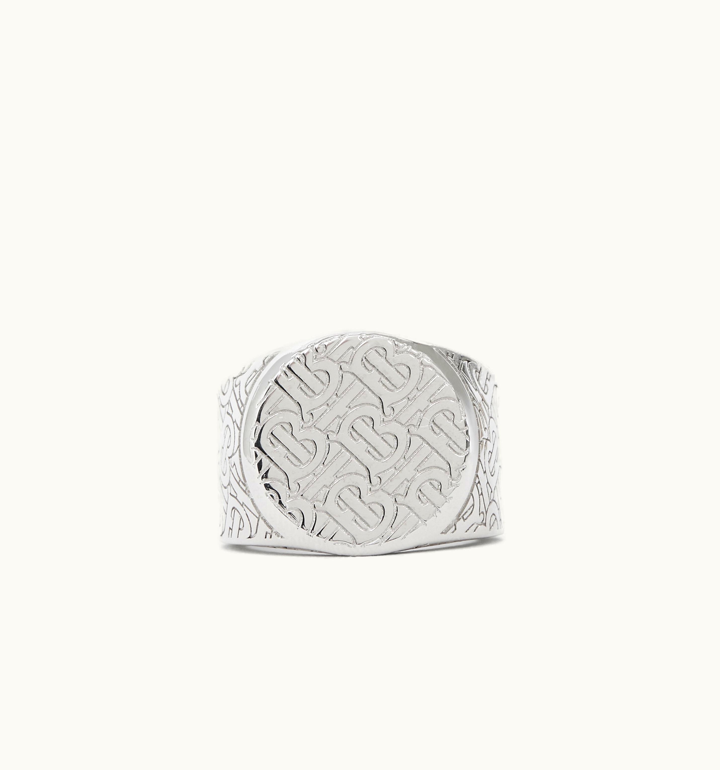 Burberry Burberry Monogram Motif Palladium-Plated Signet Ring - Men