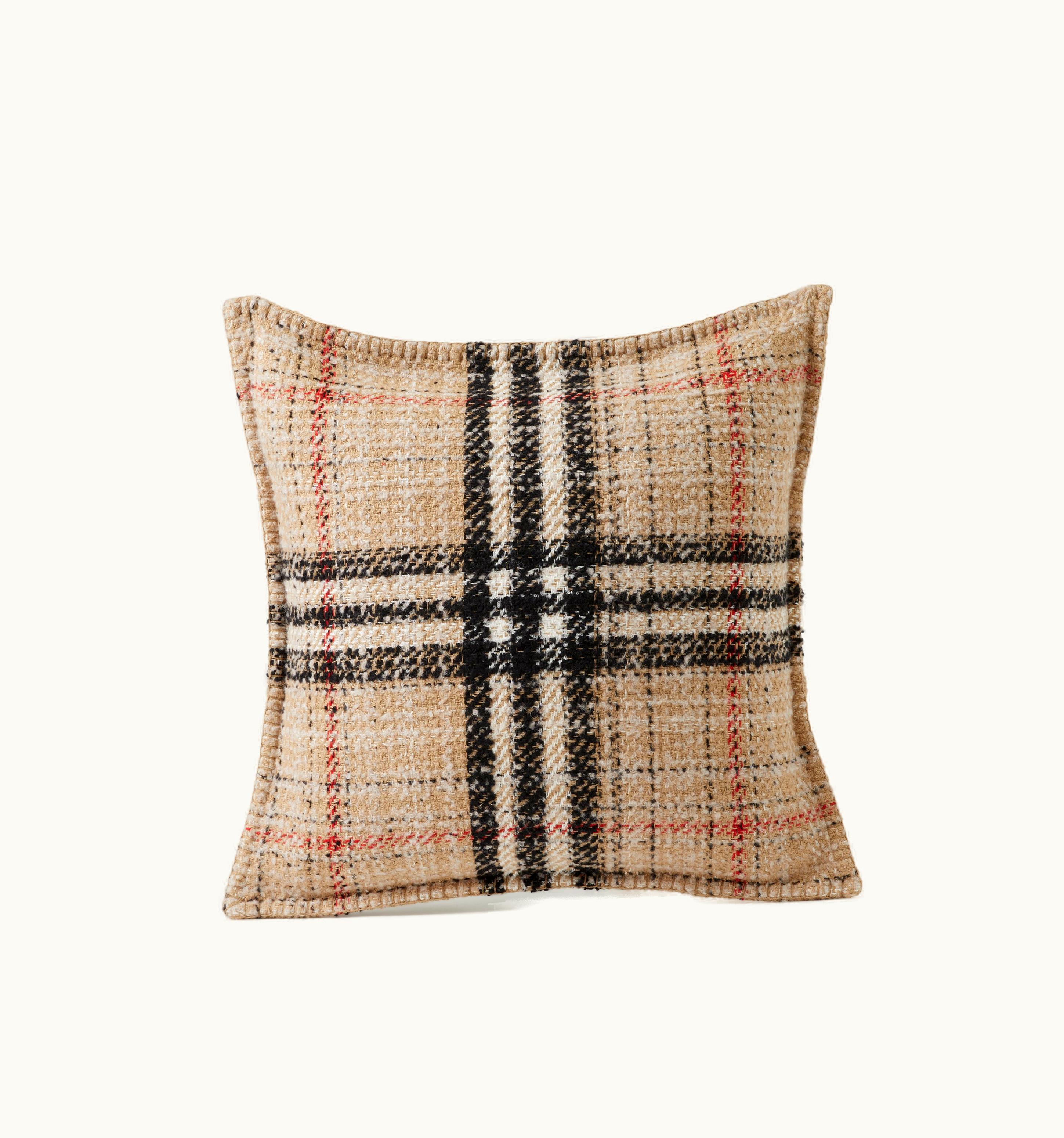 Burberry Burberry Check Cashmere Blend Tweed Cushion Cover In Archive Beige UZ0141437