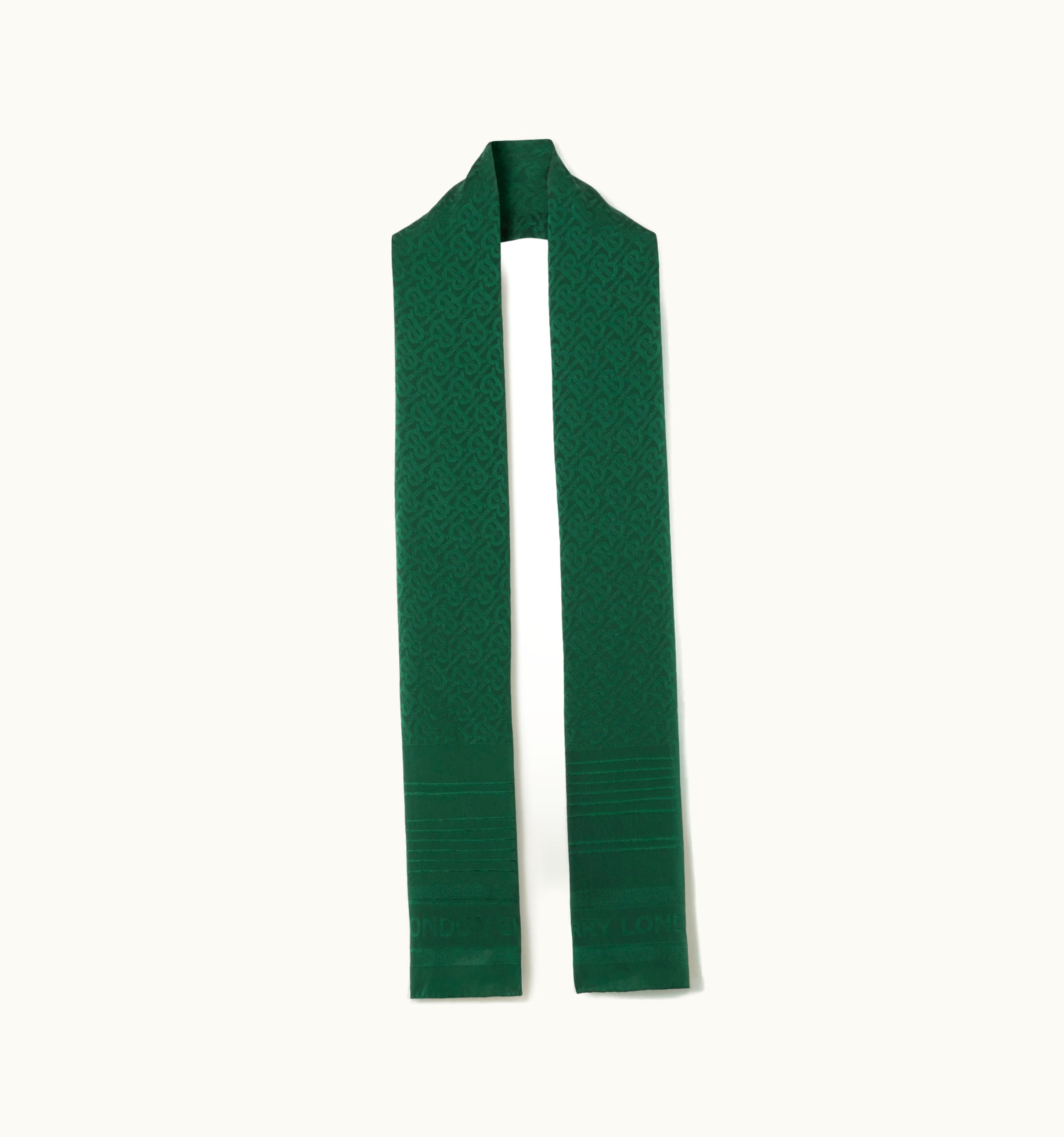 Burberry Burberry Monogram Silk Jacquard Scarf In Emerald Green UZ0141456