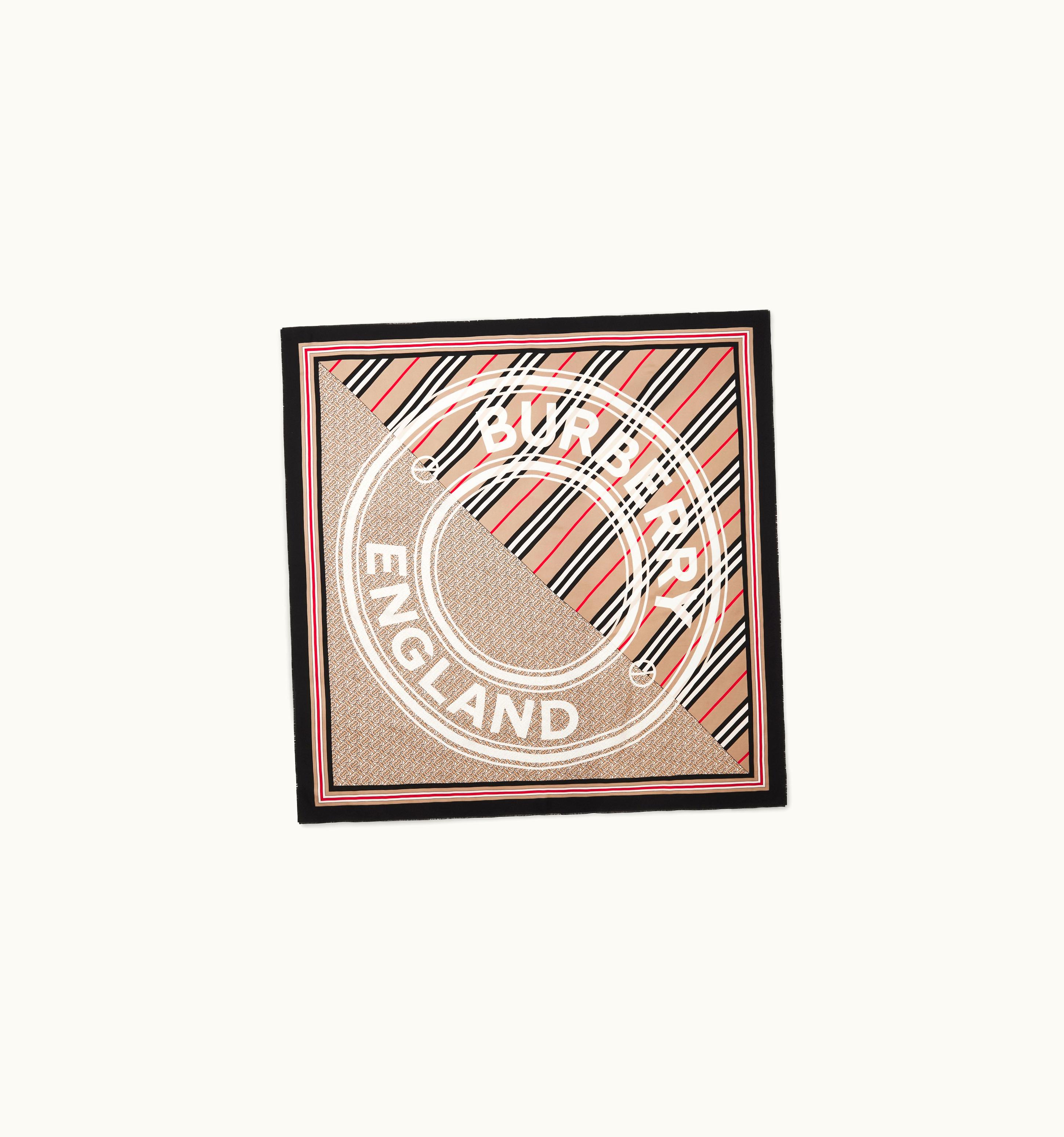 Burberry Burberry Montage Print Silk Square Scarf In Archive Beige UZ0141468