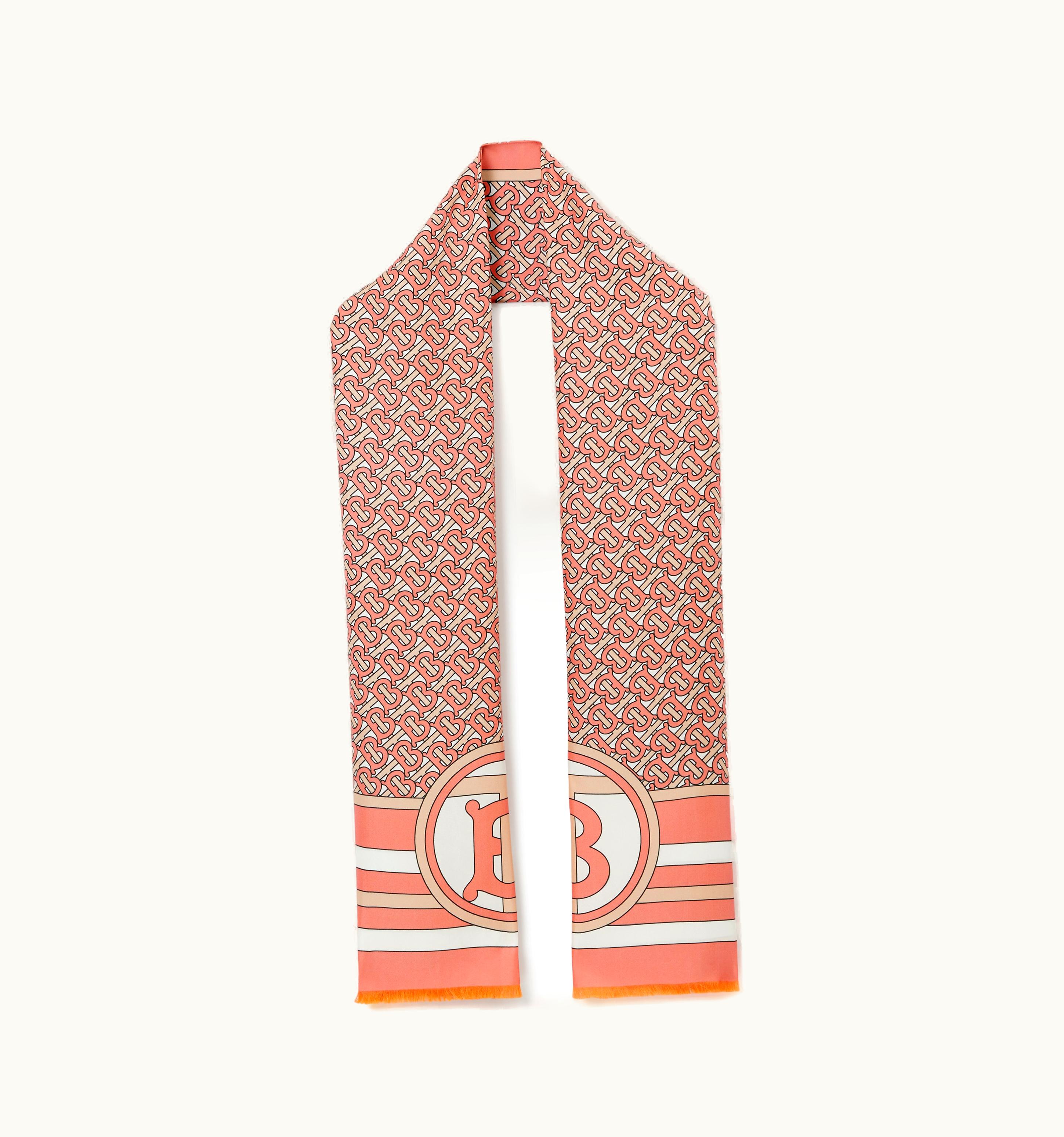 Burberry Burberry Reversible Monogram Print Silk Scarf In Bubblegum Pink UZ0141479