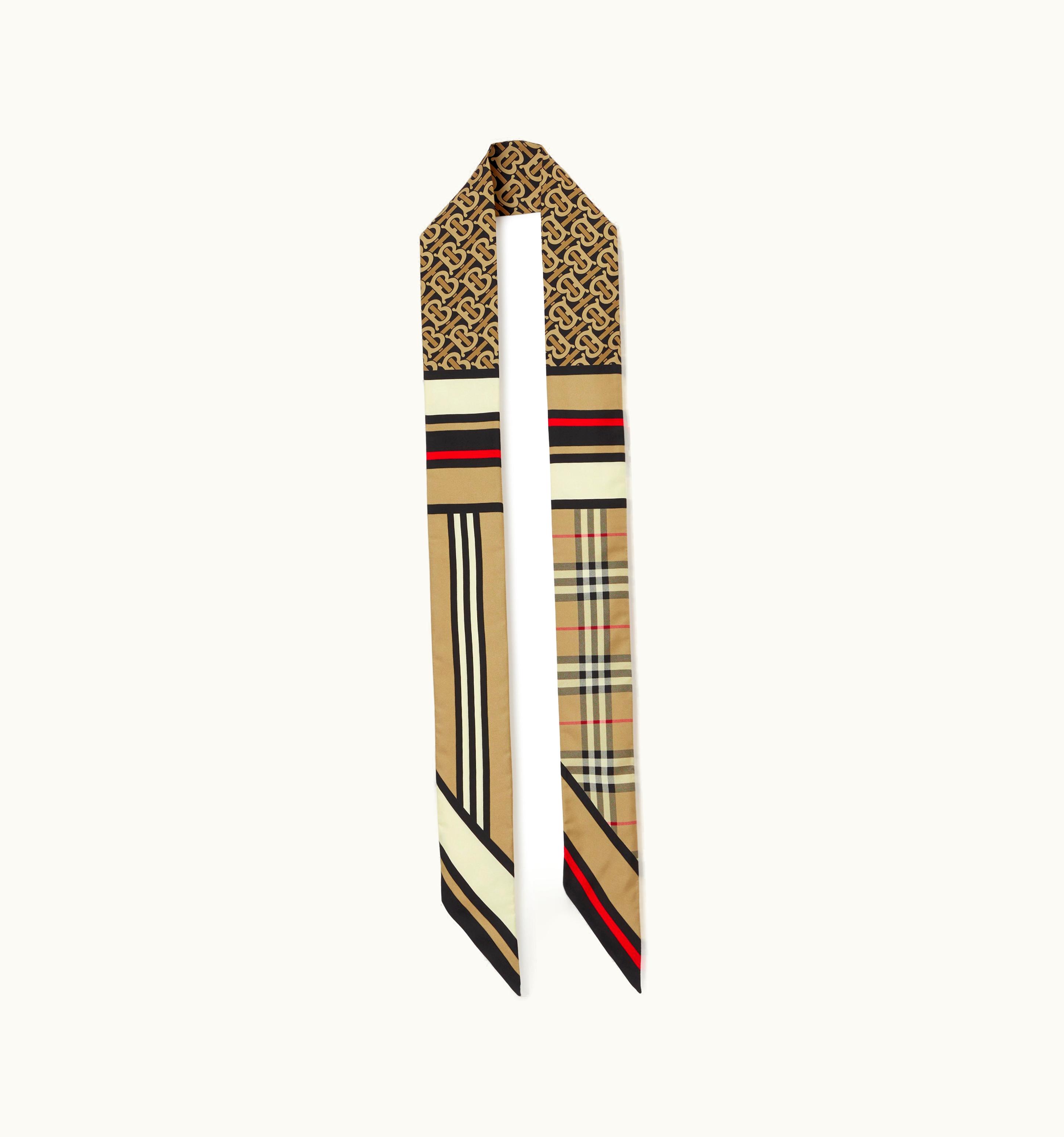 Burberry Burberry Montage Print Silk Skinny Scarf In Archive Beige UZ0141480