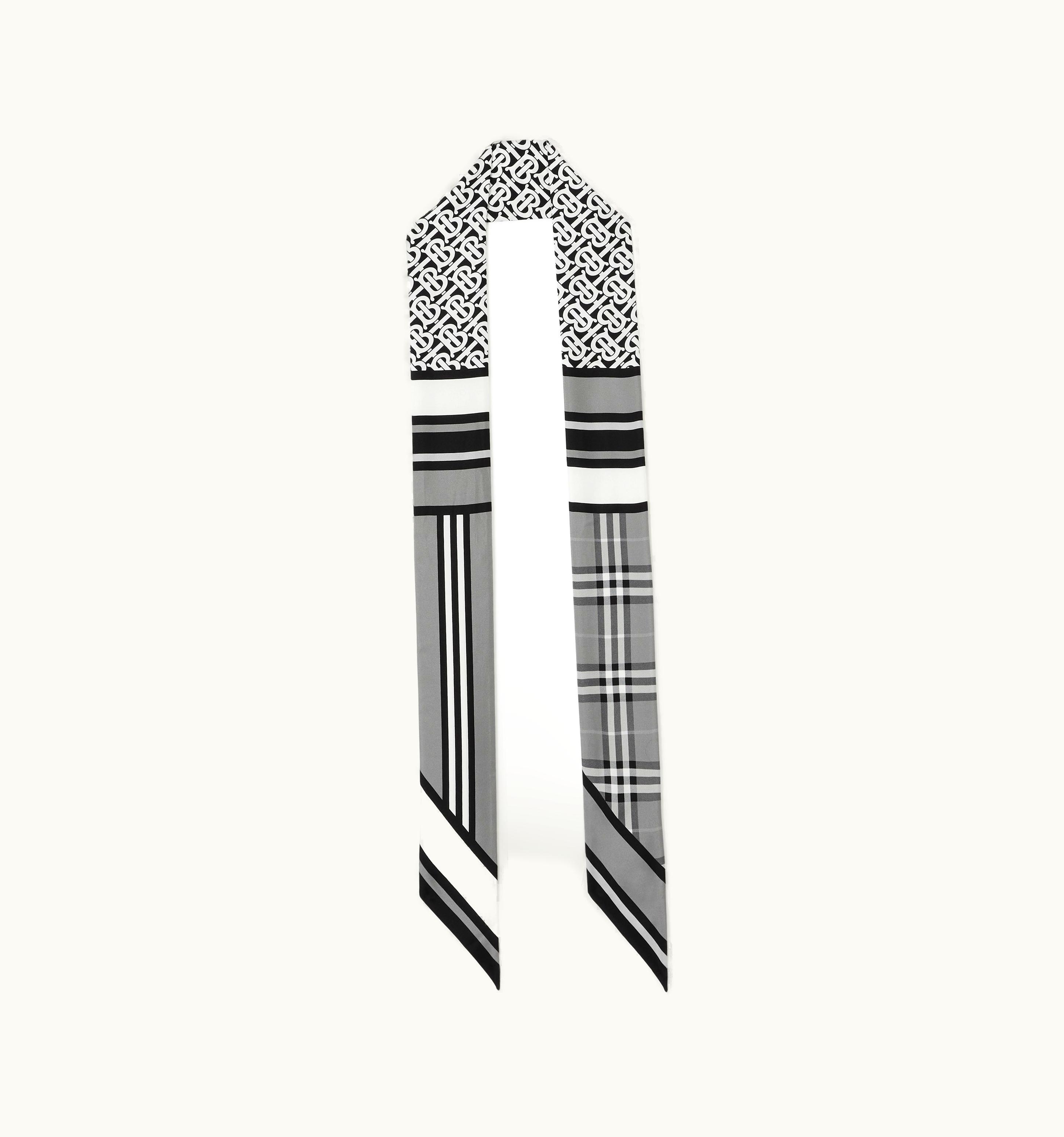 Burberry Burberry Montage Print Silk Skinny Scarf In Monochrome UZ0141481