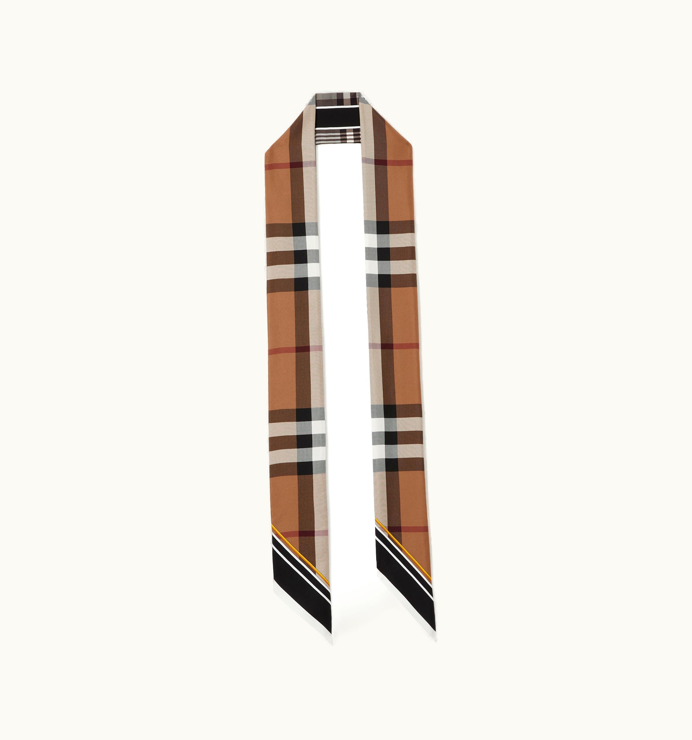 Burberry Burberry Check Print Silk Skinny Scarf In Black UZ0141482