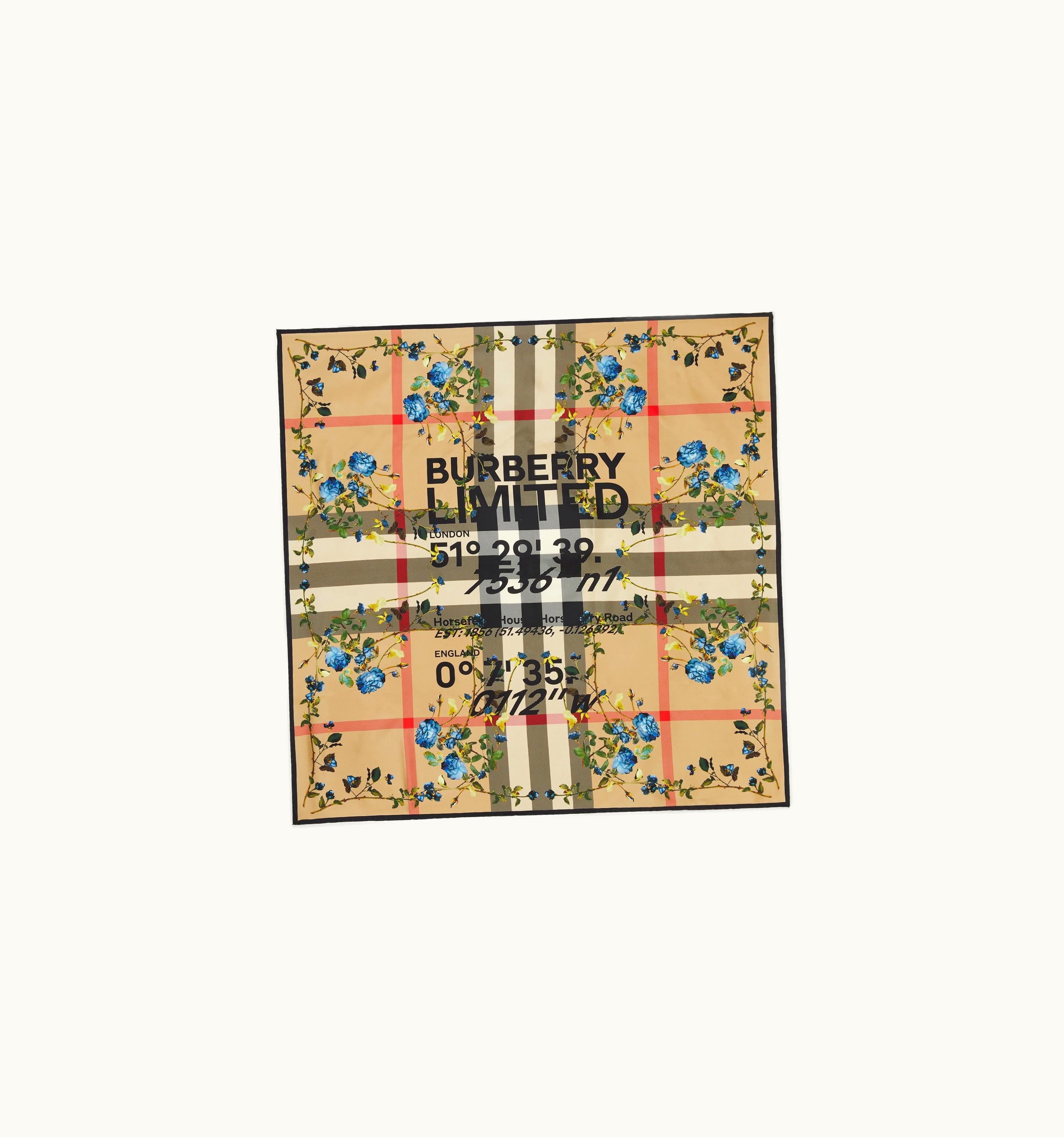 Burberry Burberry Montage Print Silk Square Scarf In Archive Beige UZ0141489