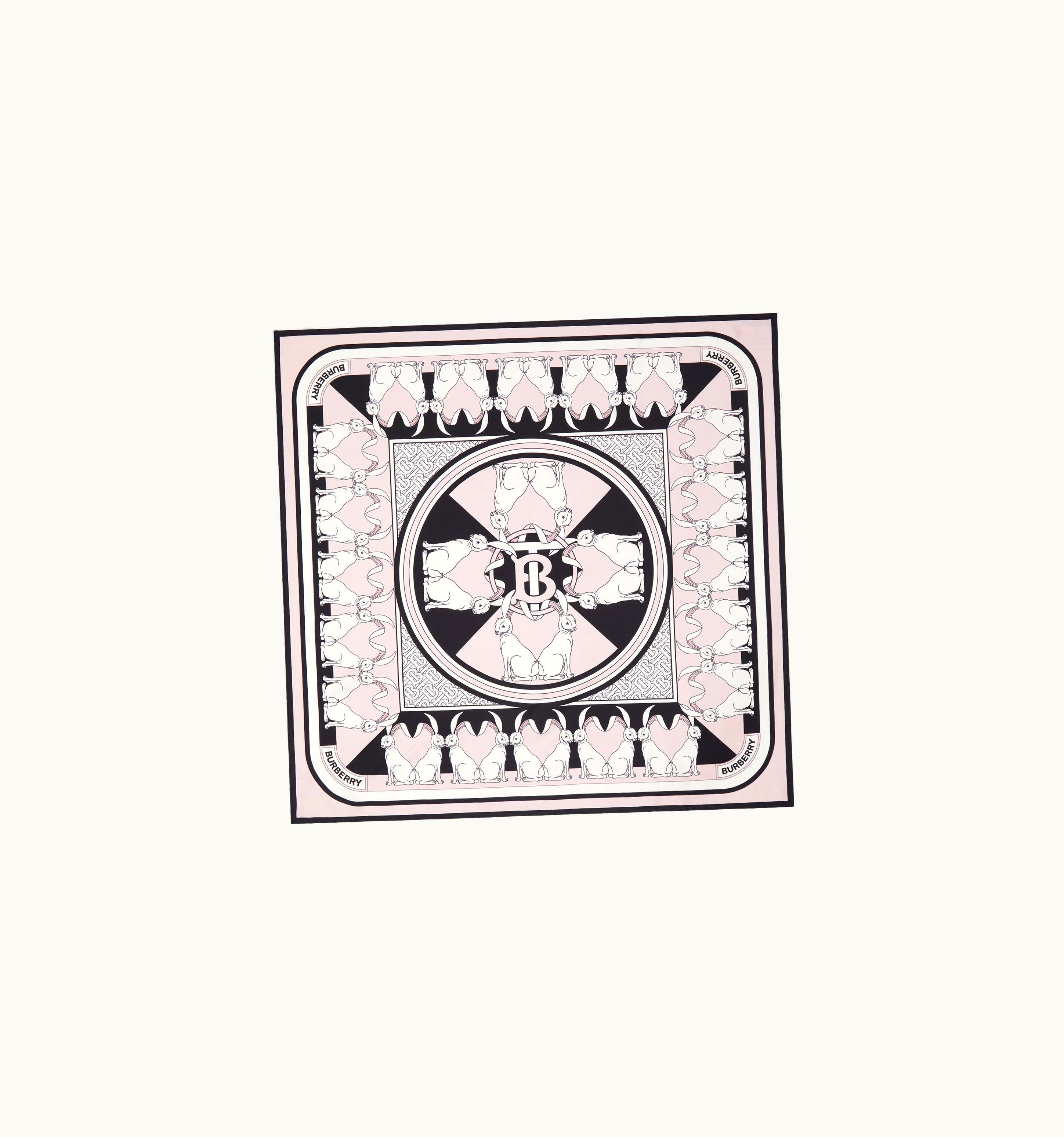 Burberry Burberry Rabbit Print Silk Square Scarf In Alabaster Pink UZ0141492