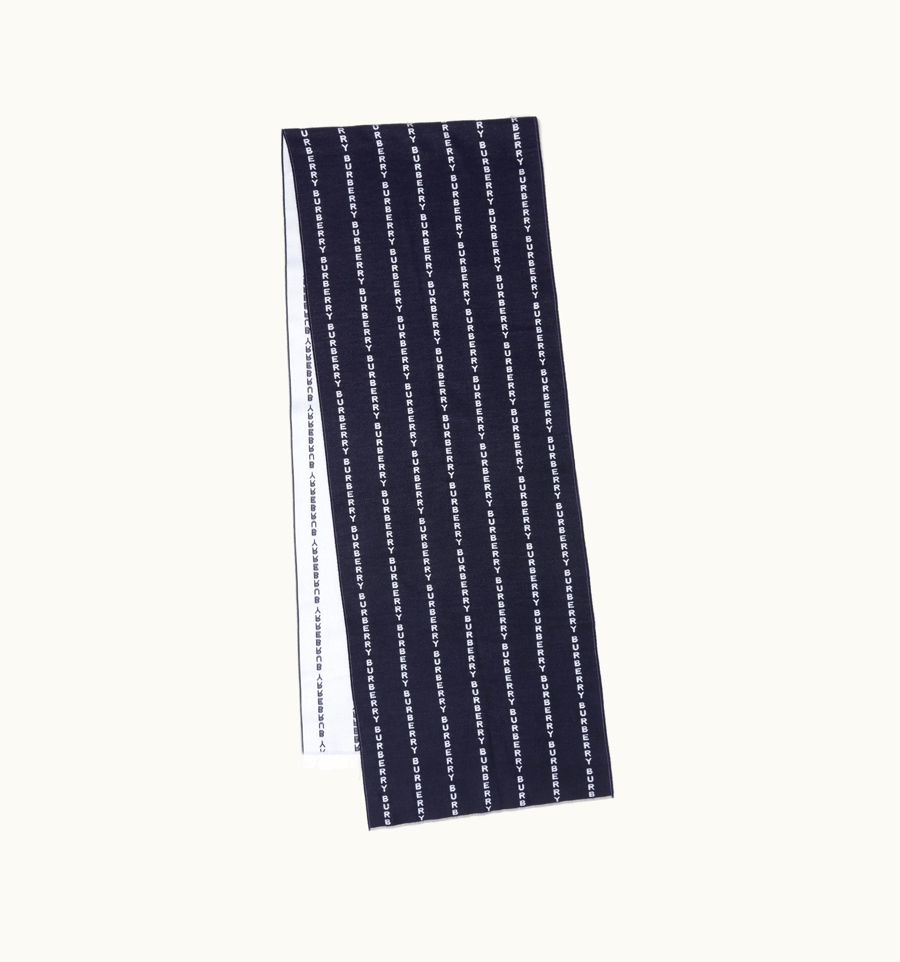Burberry Burberry Logo Pinstriped Silk Jacquard Scarf In Dark Navy UZ0141494