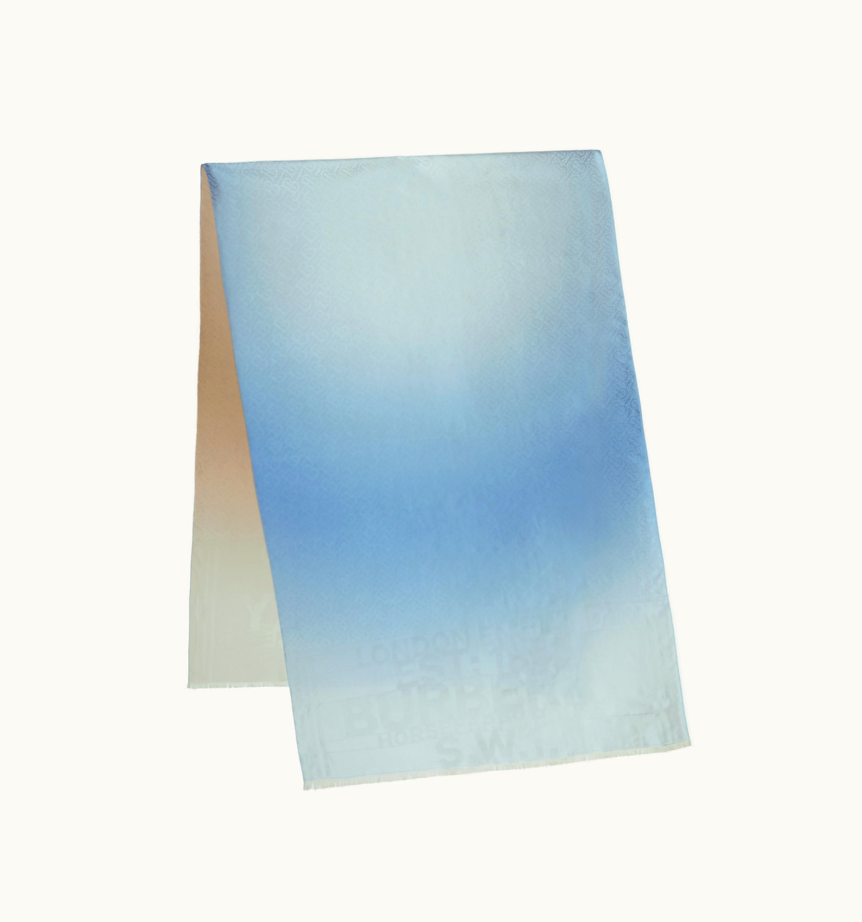 Burberry Burberry Reversible Horseferry Print Silk Jacquard Scarf In Pale Blue/Soft Fawn UZ0141496