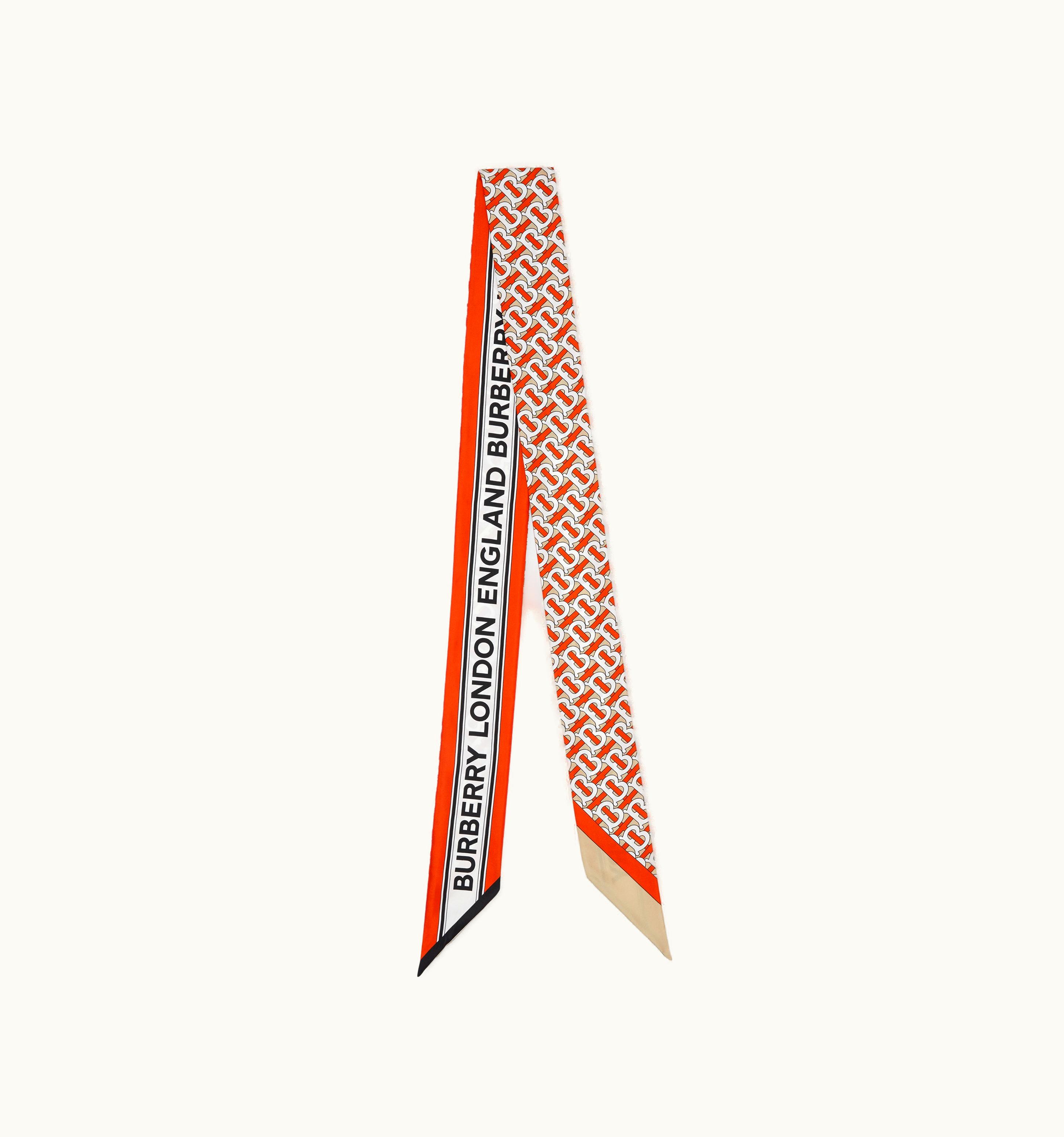 Burberry Burberry Monogram And Logo Print Silk Skinny Scarf In Vermilion UZ0141503