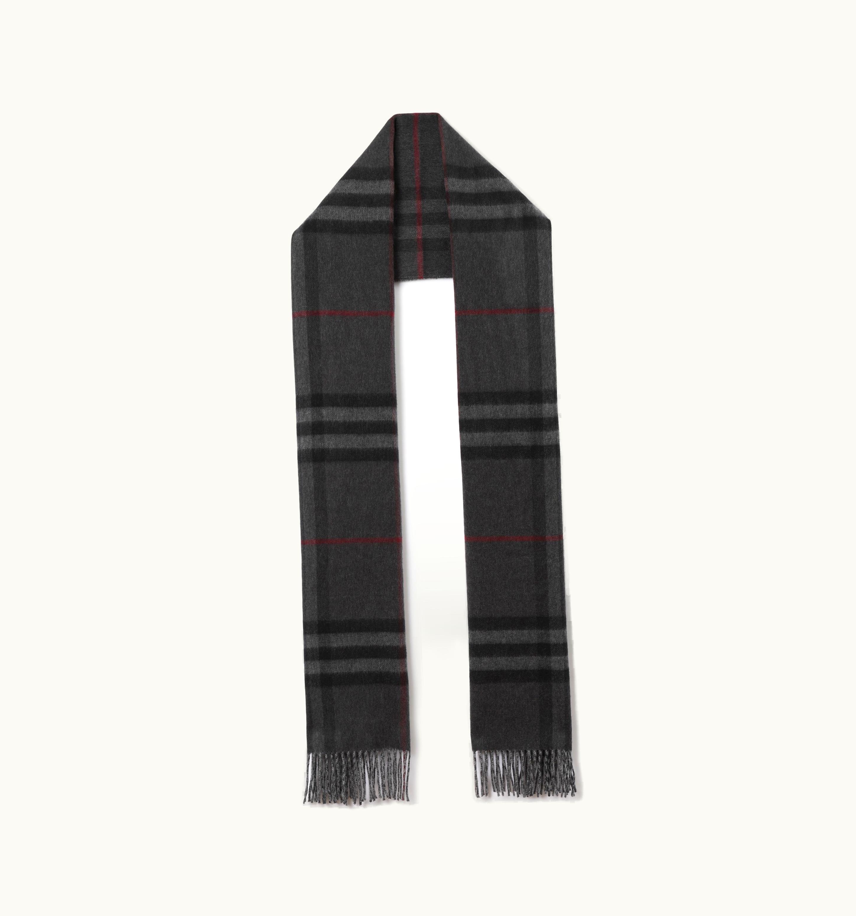 Burberry Burberry Reversible Check Cashmere Scarf In Charcoal UZ0141513