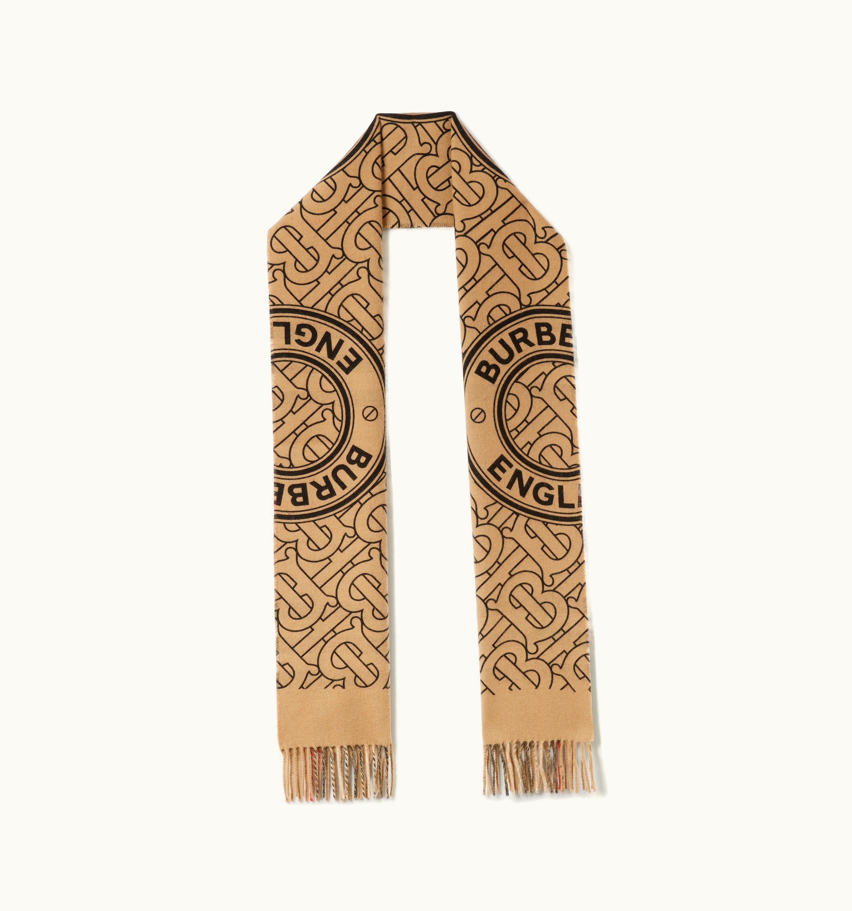 Burberry Burberry Reversible Check And Monogram Cashmere Scarf In Archive Beige UZ0141520