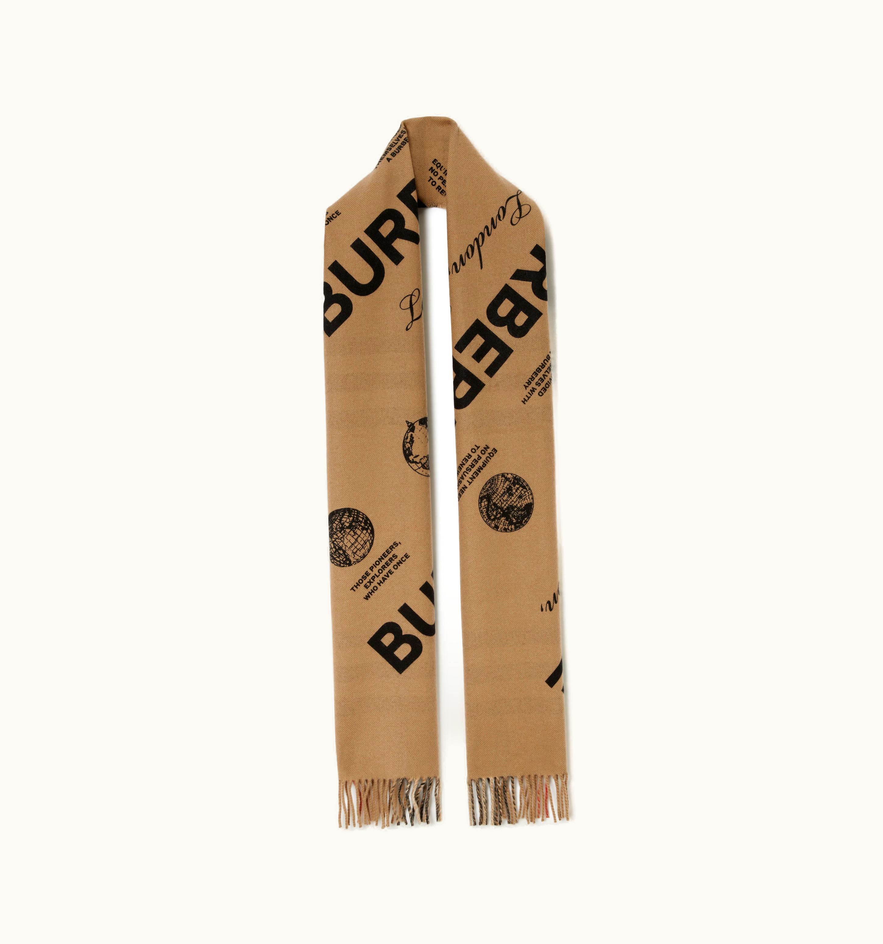 Burberry Burberry Reversible Label Print And Check Cashmere Scarf In Archive Beige UZ0141528