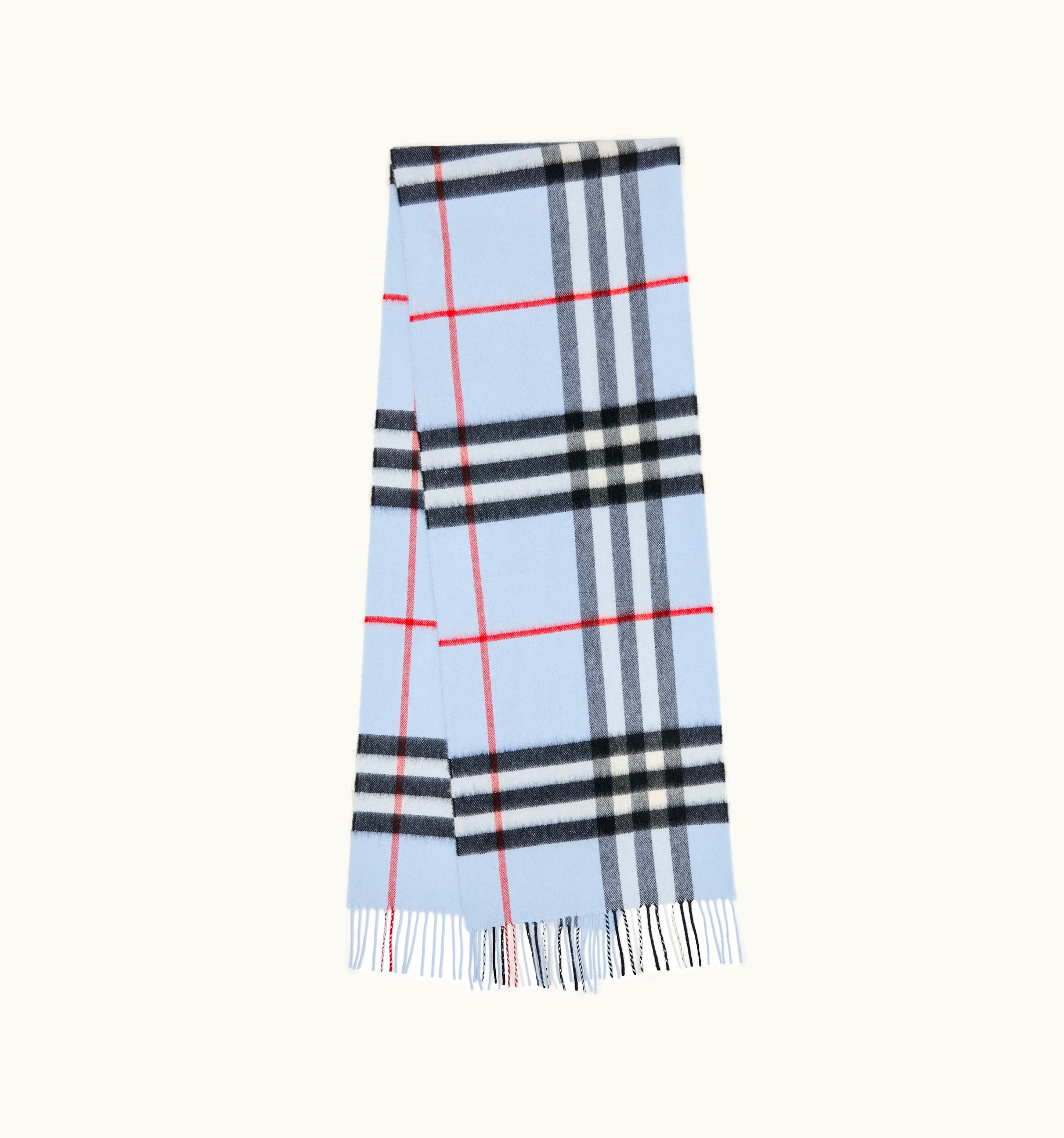 Burberry Burberry Fringed Cashmere Scarf in Pale Blue
